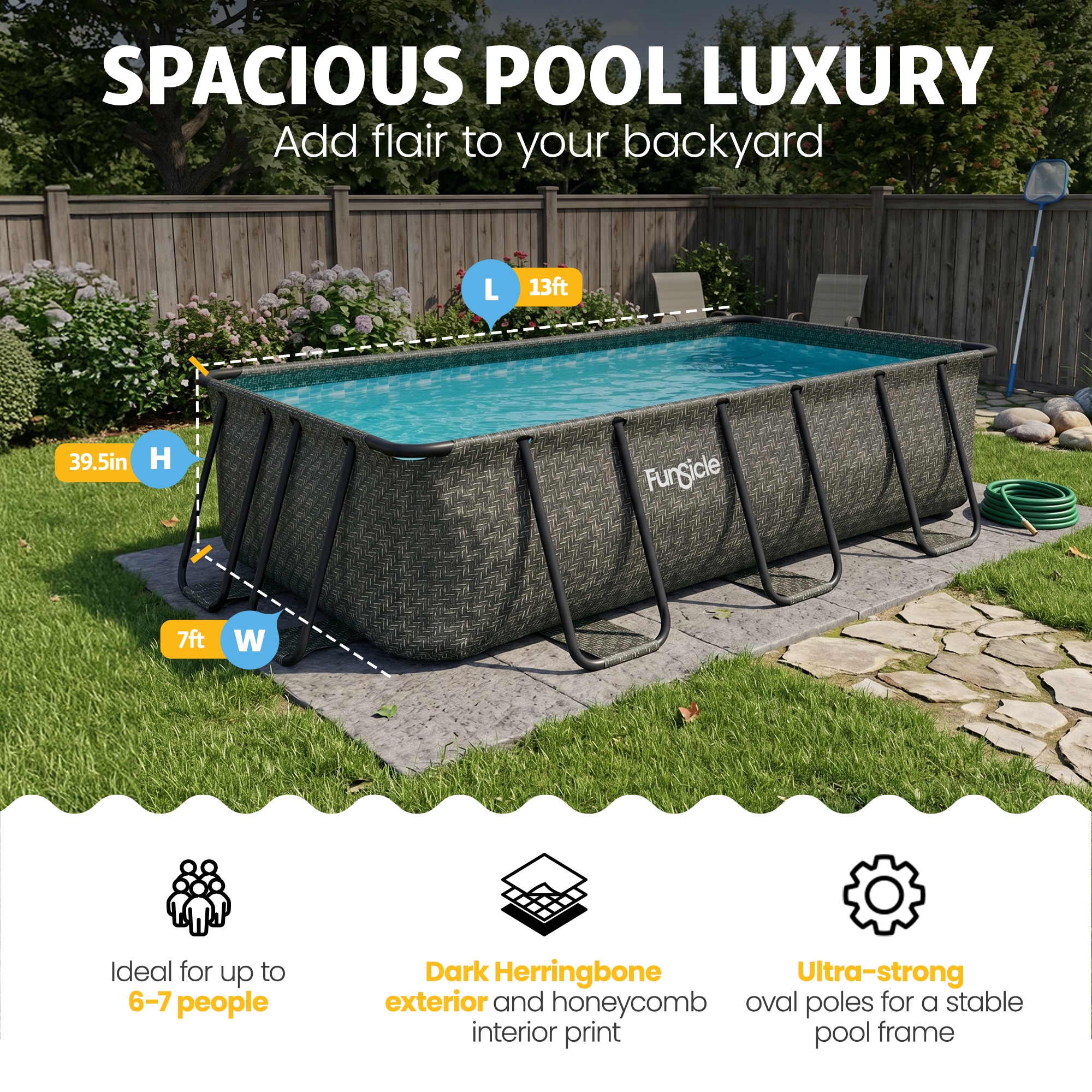 Funsicle 13 Ft Oasis Designer Lap Above Ground Pool w/ Pump Dark