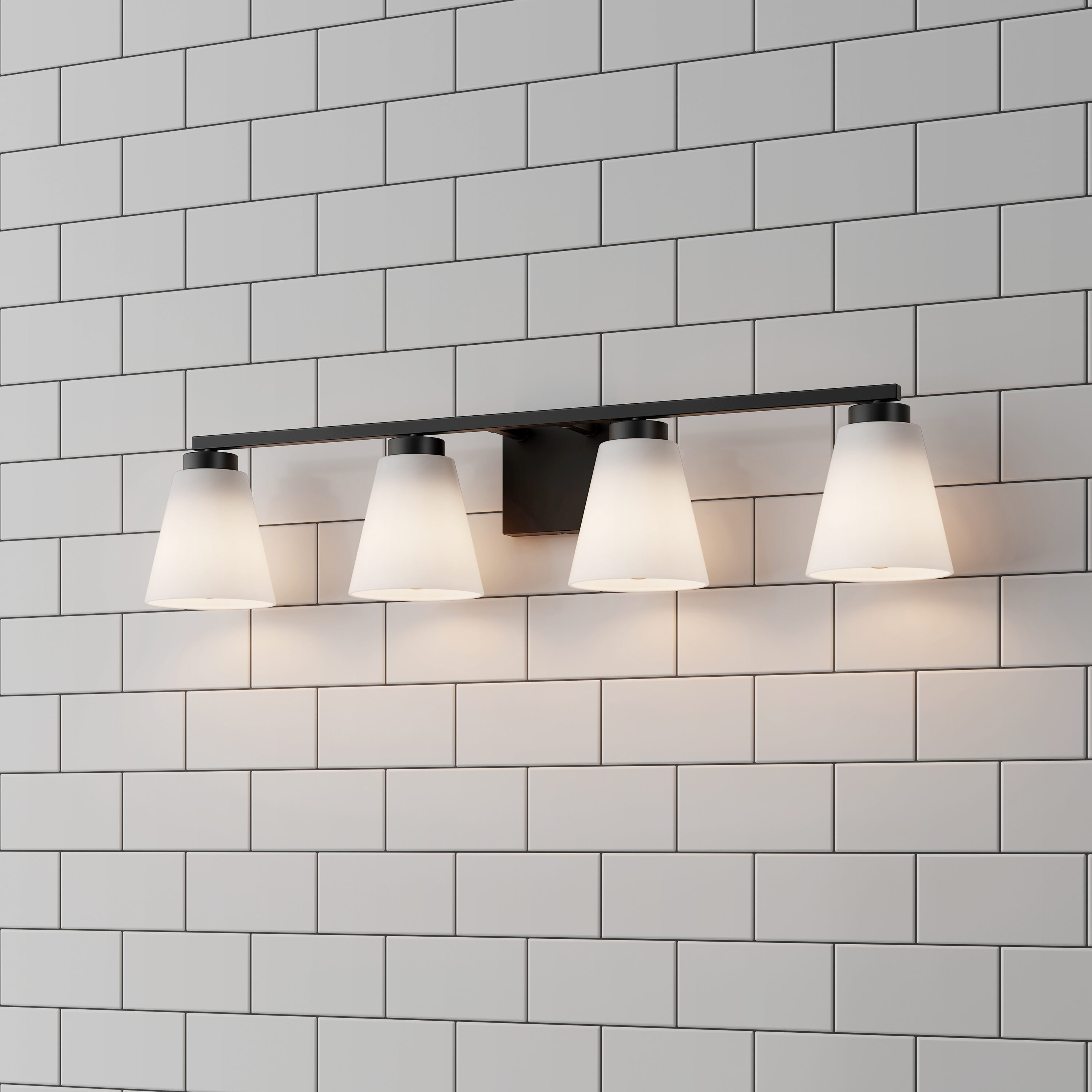 Millennium Lighting Strayhan 31-in 4 Light Matte Black Transitional Bathroom Vanity light