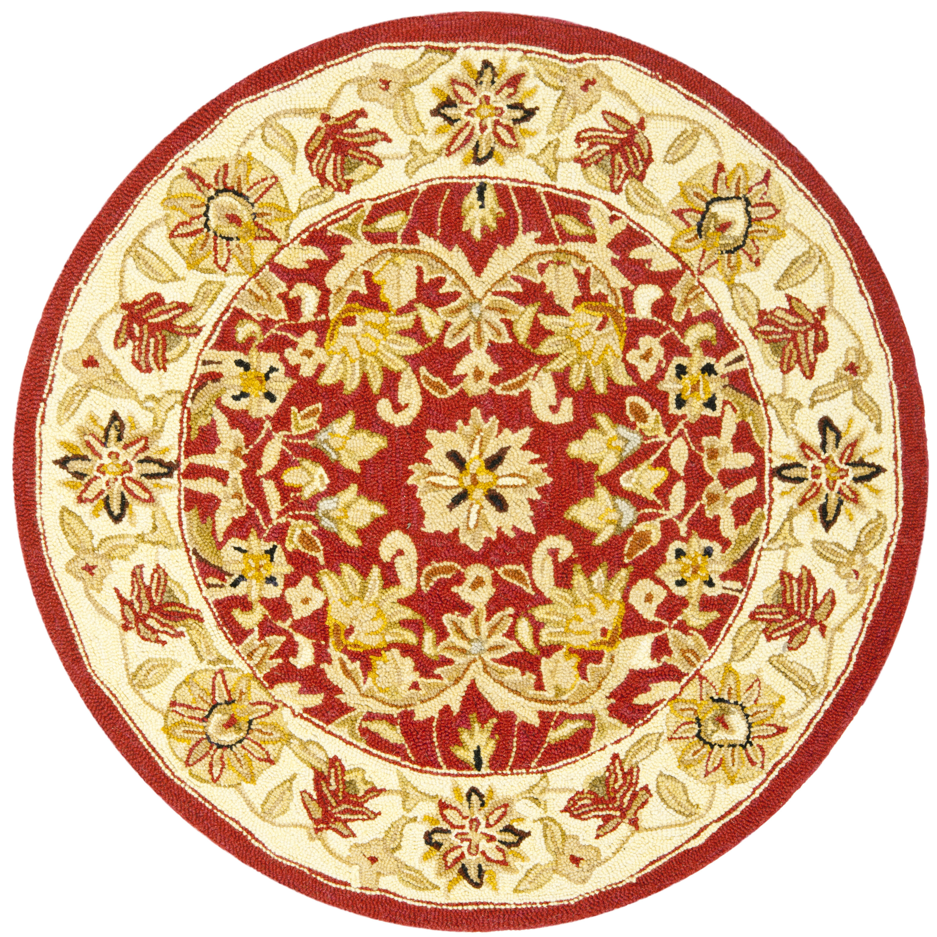 Chelsea Hooked Rug 157A Red/Ivory 3in x 3in Rug