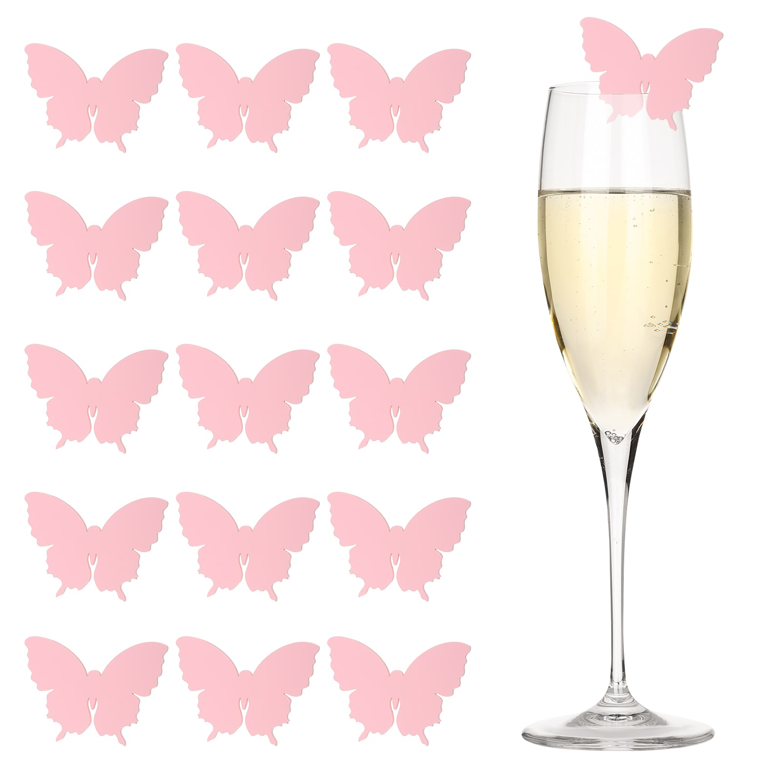 PATIKIL 20pcs Butterfly Drink Tags Acrylic Wine Glass Charms Reusable Drink Markers for Party Wedding Birthday and Events Accessories Pink #S26042700UX6843