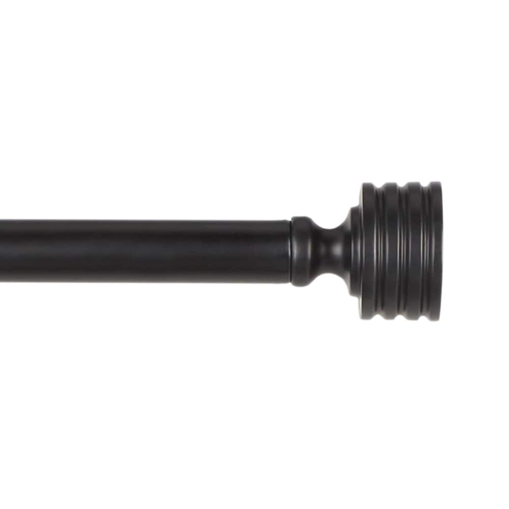 Exclusive Home RD014888DSEHA1 A112 Lucero 1-in Curtain Rod and Coordinating Finial set, Matte Black, 36-72 in