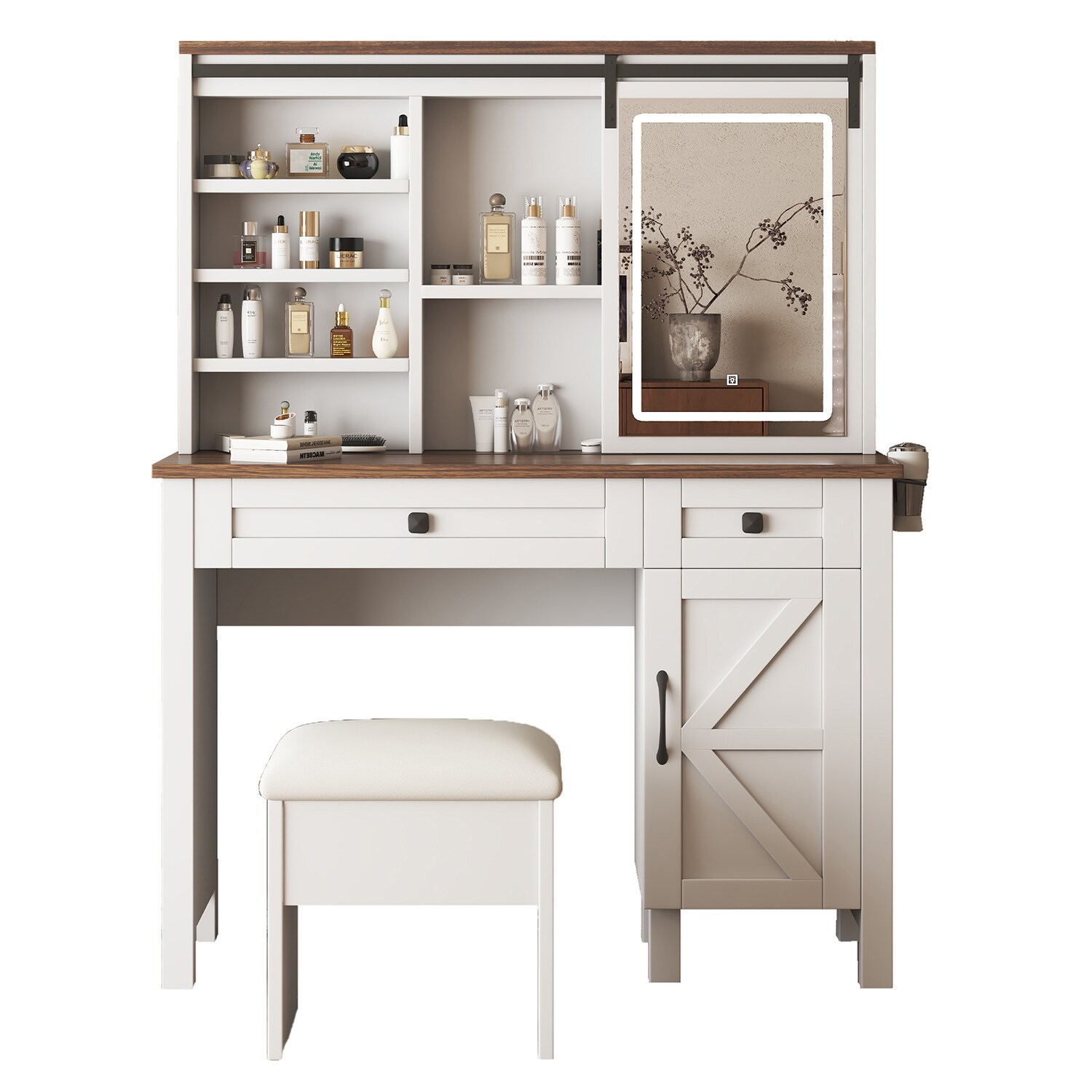 GZMR GR-W331278 42.1-in White Makeup Vanity