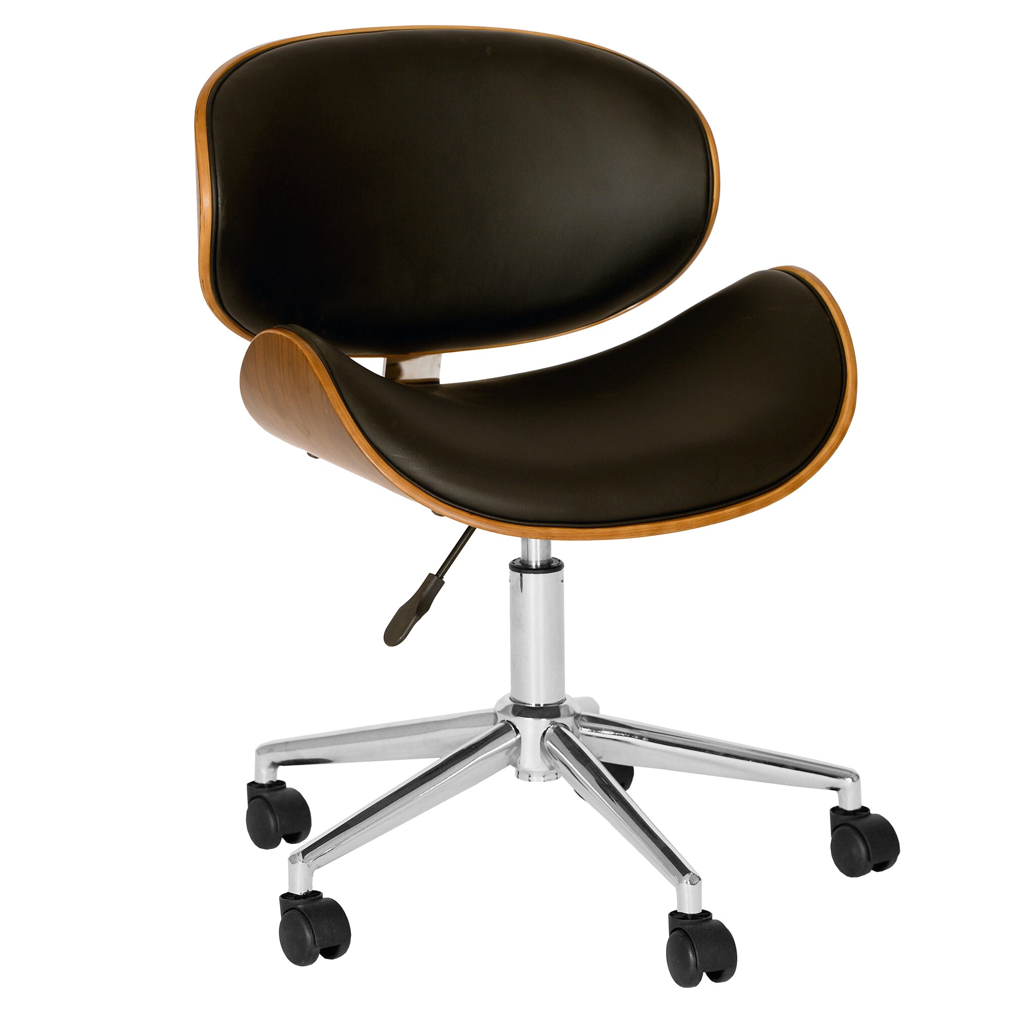 Armen Living 721535775361 Chrome Contemporary Ergonomic Adjustable Height Swivel Fabric Task Chair