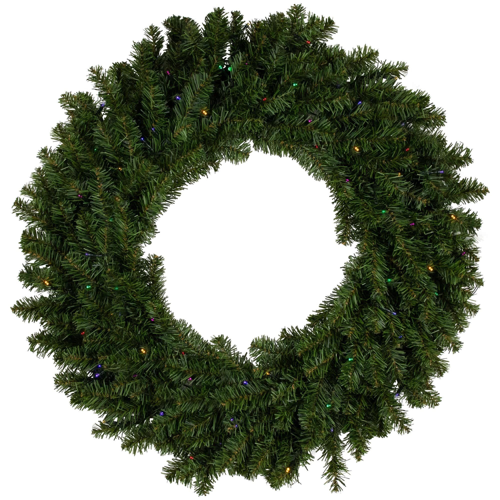 Pre-Lit Battery Operated Canadian Pine Christmas Wreath - 30 inch - Multi-Color LED Lights