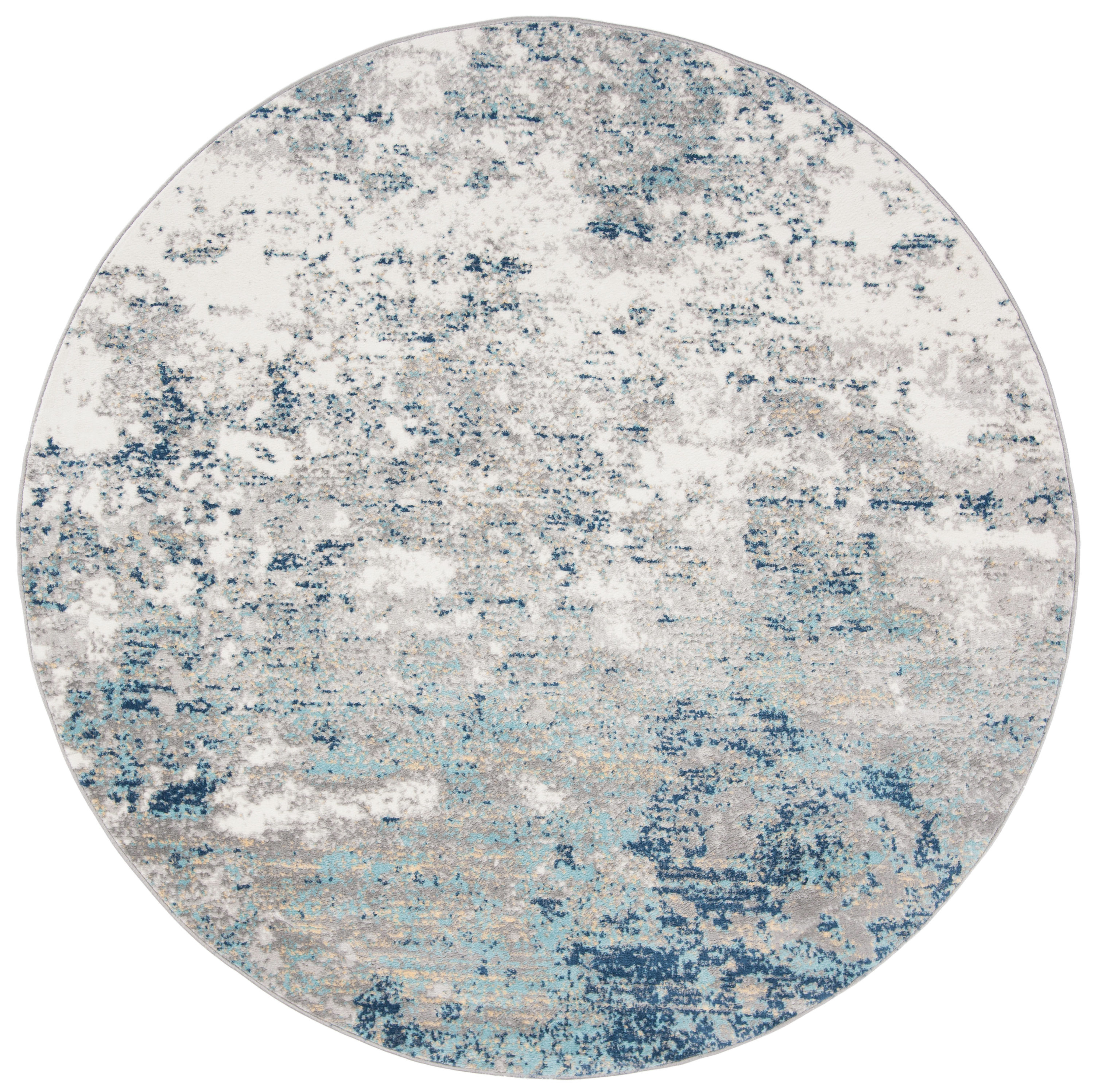 Safavieh BNT822F-9R Brentwood Malissie 9 x 9 (ft) Loomed Polypropylene Light Gray/Blue Round Indoor Distressed/Overdyed Bohemian/Eclectic Area rug