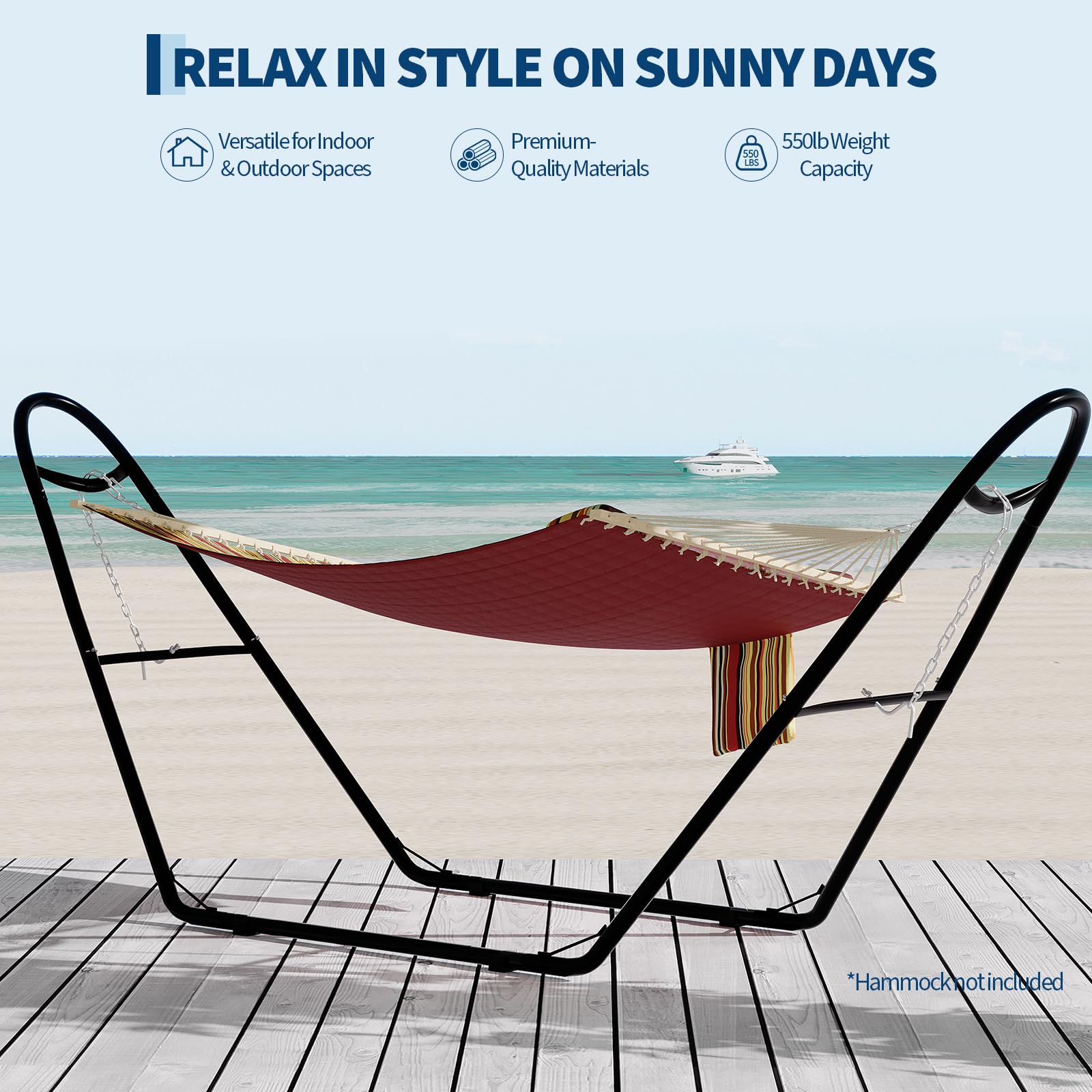 IdealHouse Universal Double Hammock Stand 550-Pound Capacity Heavy-Duty ...