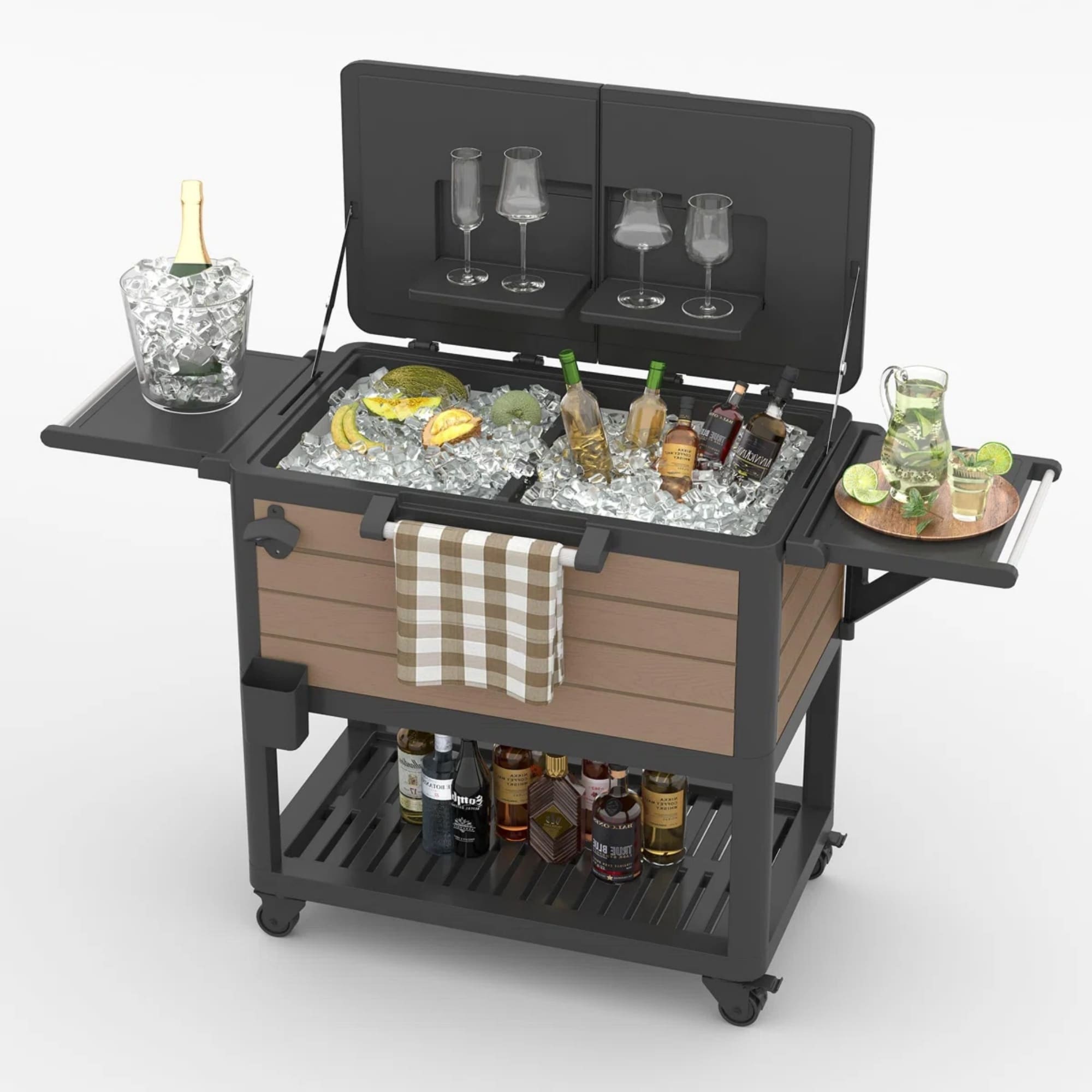 Yardgrace  104 Quarts Outdoor Cooler Cart Cooler with Wheels Ice Buckets