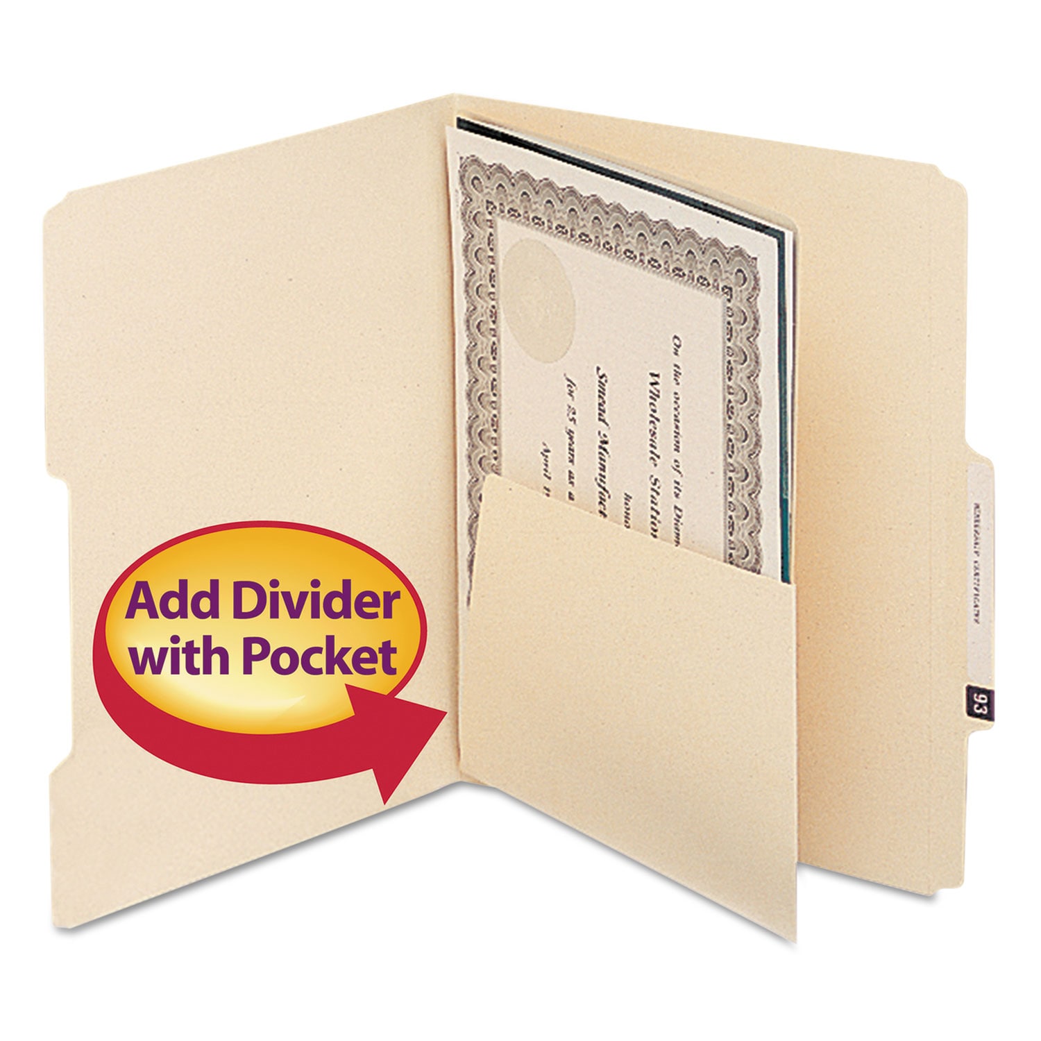 Smead Self-Adhesive Folder Dividers with 5.5 Pockets for Top End Tab Folders Fasteners Letter Size Manila 25 Pack