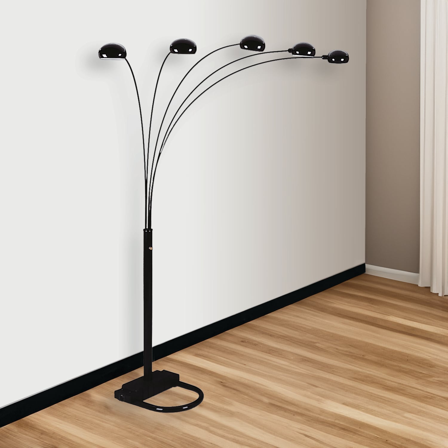 LOVMOR - 1pc Modern Design Classic Peacock Shade 82in Floor Lamp Black Living Room
