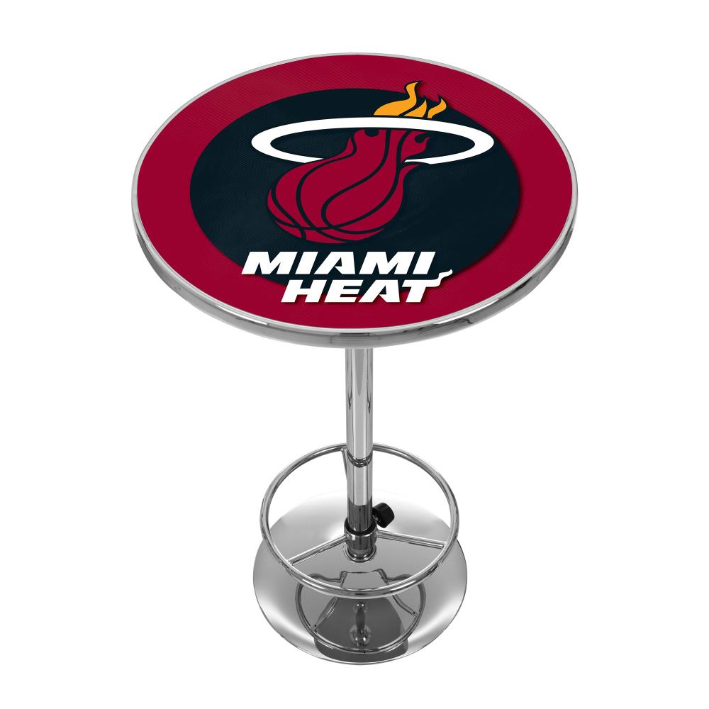 Trademark Gameroom NBA2000-MH Miami Heat Pub Tables Black Round Traditional Bar Table, Composite with Metal Pedestal Base 27.375-in L x 42-in H