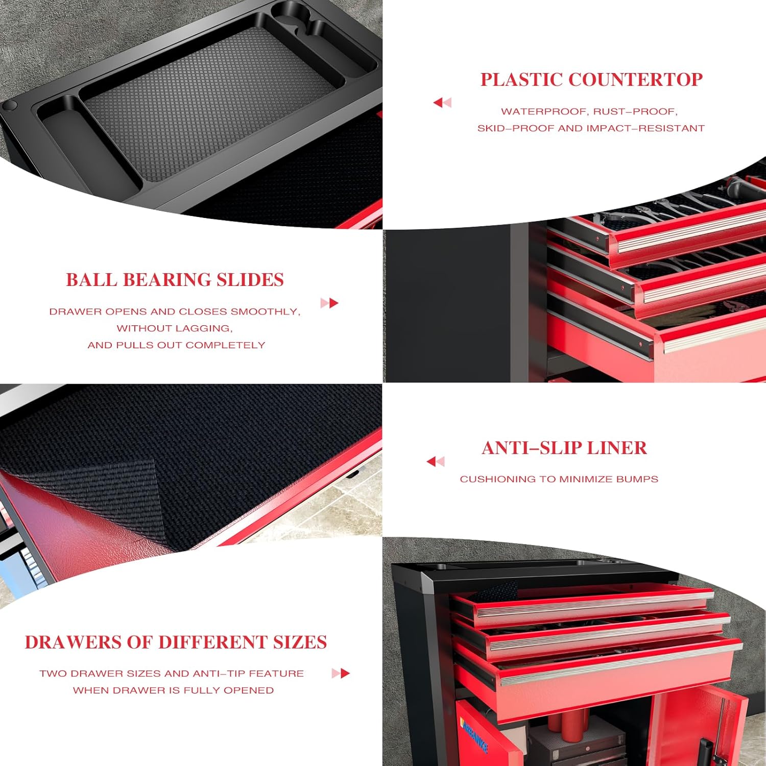 LARBANKE 3 Door 2 Door Rolling Tool Chest 360Degree Swive Wheels ...