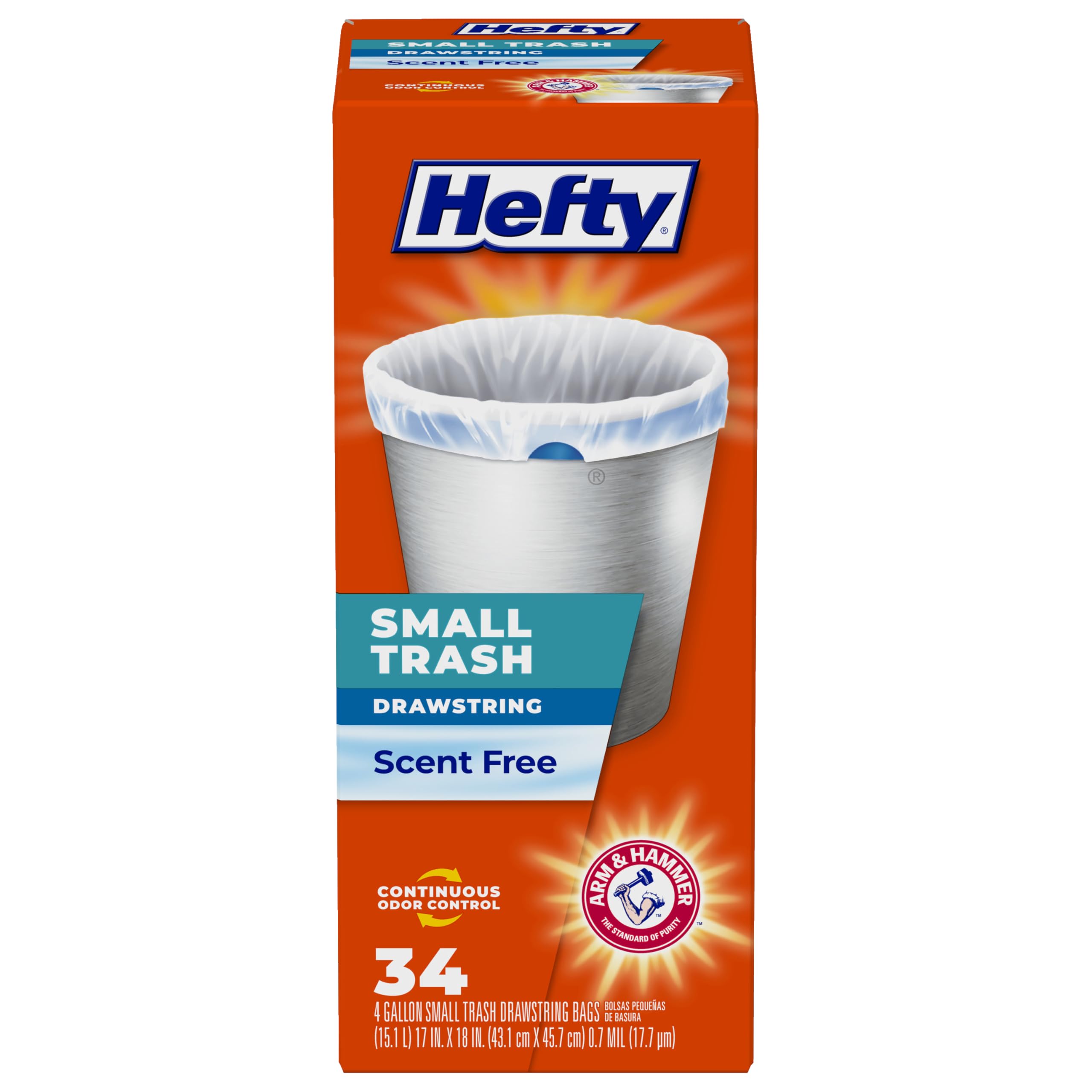 Hefty  Small Garbage Bags Unscented 4 Gallon 34 Count