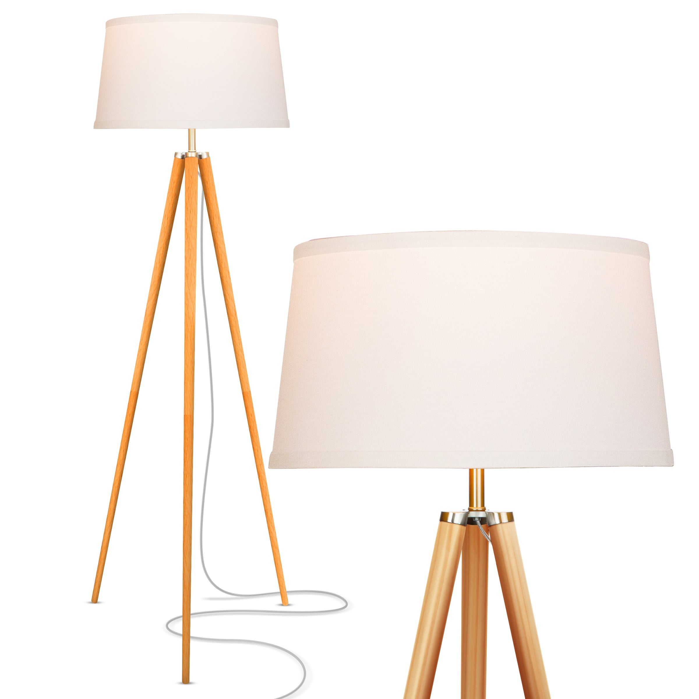 Emma LED Tripod Natural Wood Floor Lamp for Kids' Nursery