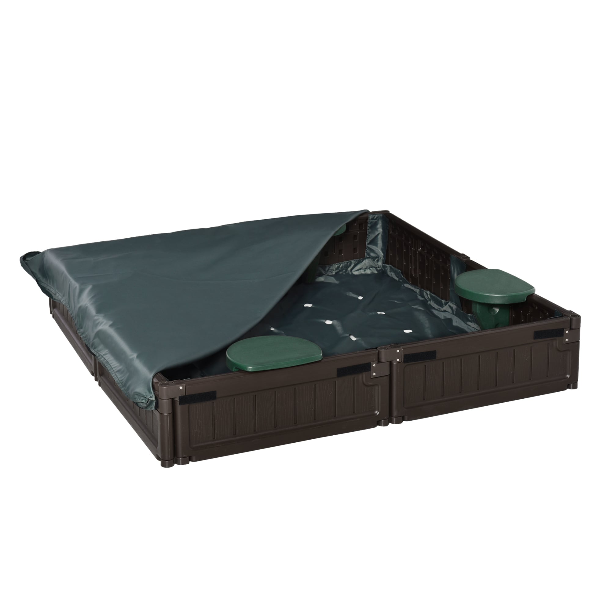 Runesay 48.5-Inches x 48.5-Inches Brown Square Composite Sandbox #CY05