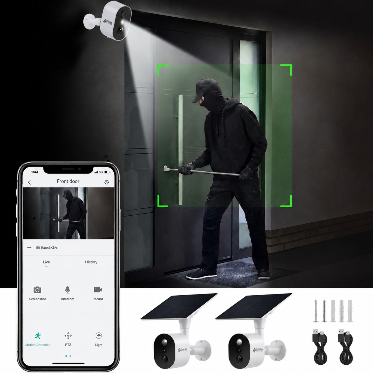 Adrinfly Solar Security Cameras Wireless Outdoor Home Surveillance 3MP ...