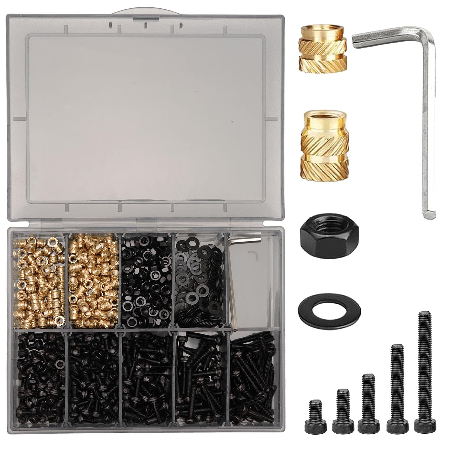 Phyfalip 630-Piece M3 Threaded Insert Assortment Kit with Heat-Set ...