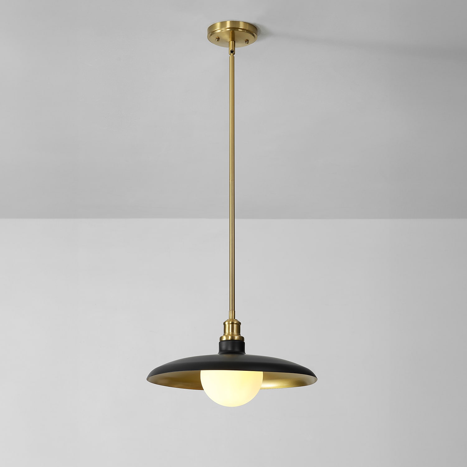 Globe Electric Edith 1 -Light BRASS Traditional Ribbed glass Dome Medium Hanging Pendant Light