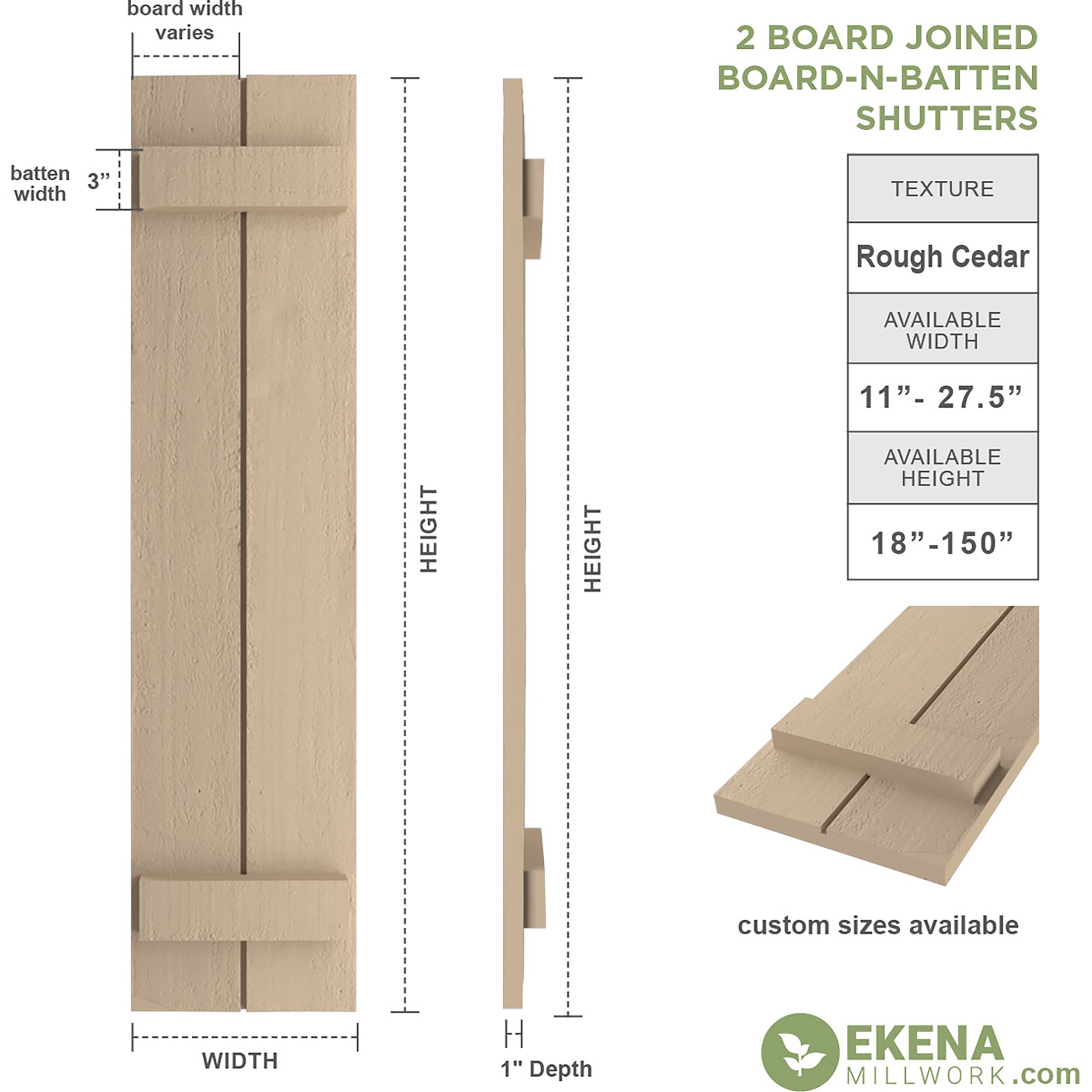 Ekena Millwork SHUBJS11X24RCPR Exterior-Shutters - View #12