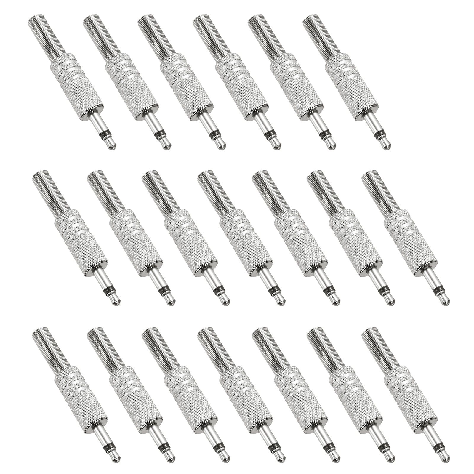 Unique Bargains 20pcs 1/8 Inch TS Audio Male Plug 3.5mm Mono Jack Plug Adapter Replacement 1 Pole Solder Jack Cable Connector for Speaker Microphone Guitar (Carved Style Silver Tone)