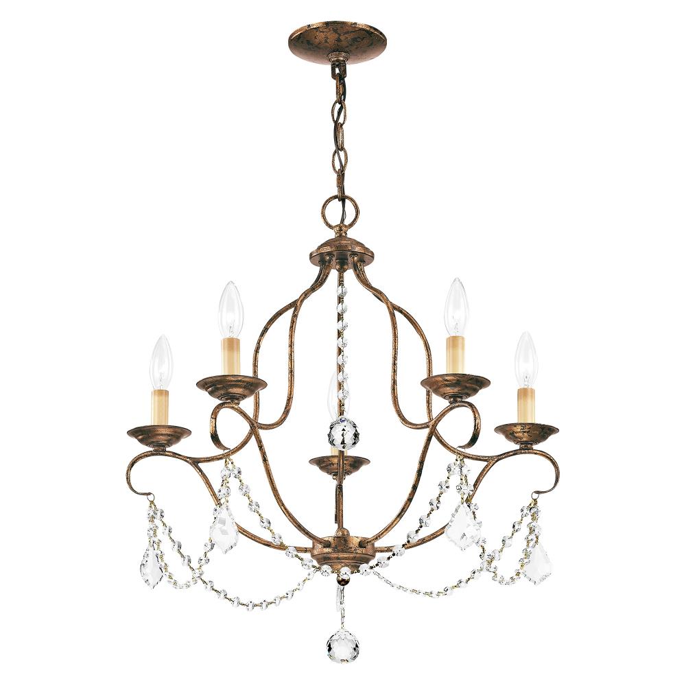 Venetian Golden Bronze Mini Crystal 5-Light Chandelier