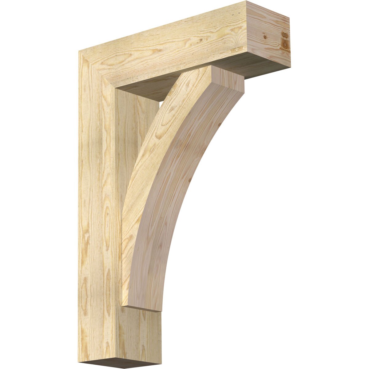 Ekena Millwork 1464081 Thorton Block Rough Sawn Bracket with Offset Brace 8-in x 26-in x 38-in Douglas fir Brown Wood Standard bracket