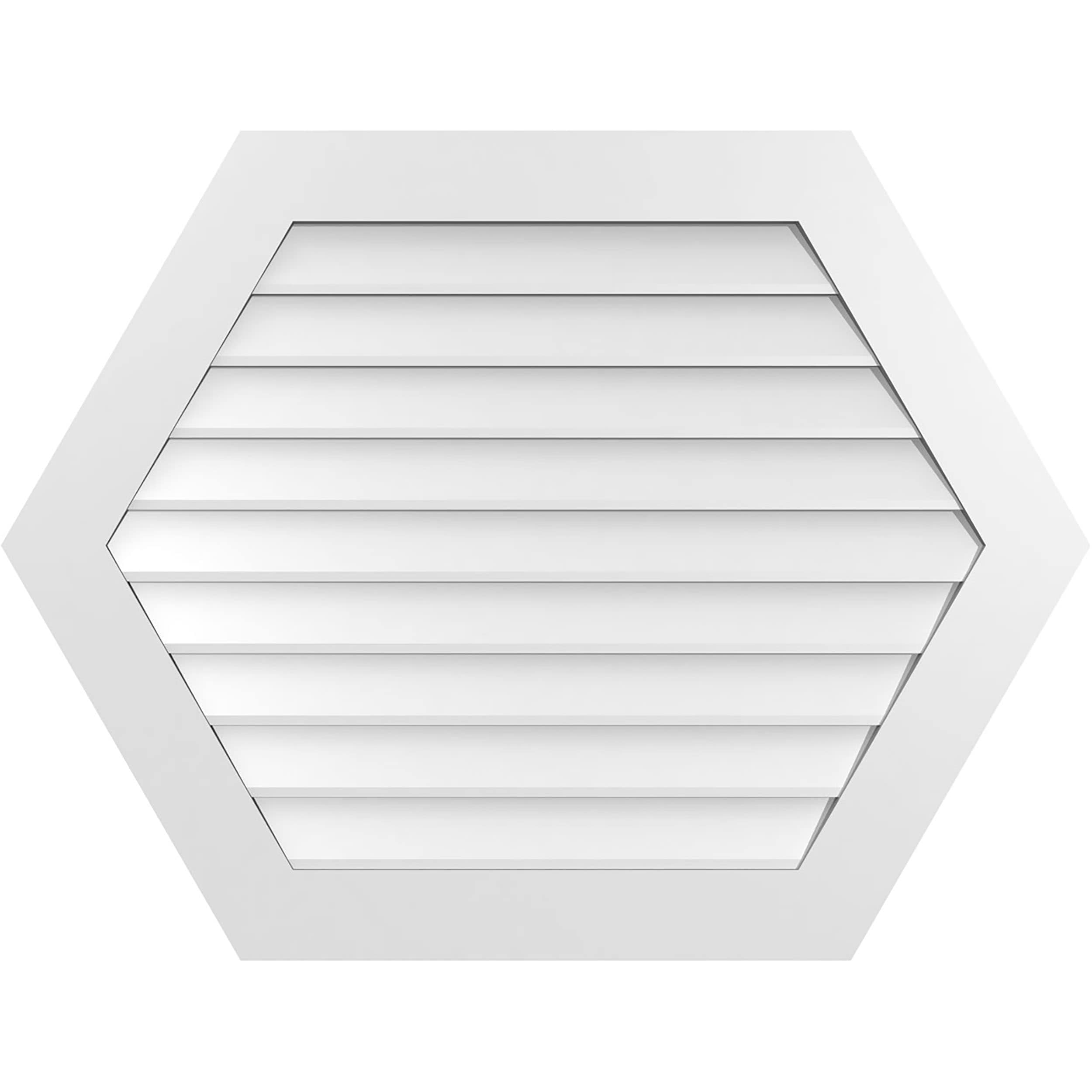 Ekena Millwork GVPHP42X3201SN 42-Inches x 32-Inches Off-white Peaked PVC Gable Louver Vent