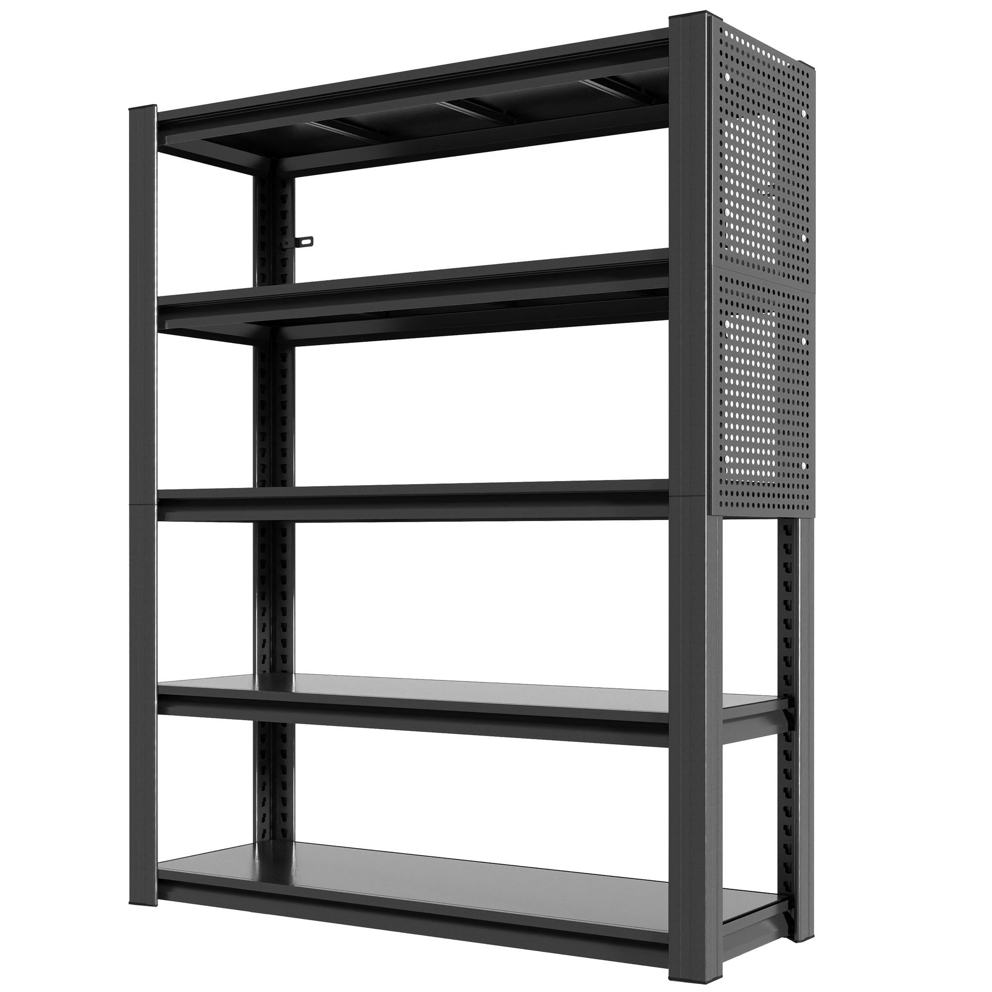 REIBII 7inH Heavy Duty Metal Shelving Unit with Pegboard 2000LB Capacity Freestanding Shelving for Garage Set Of 3