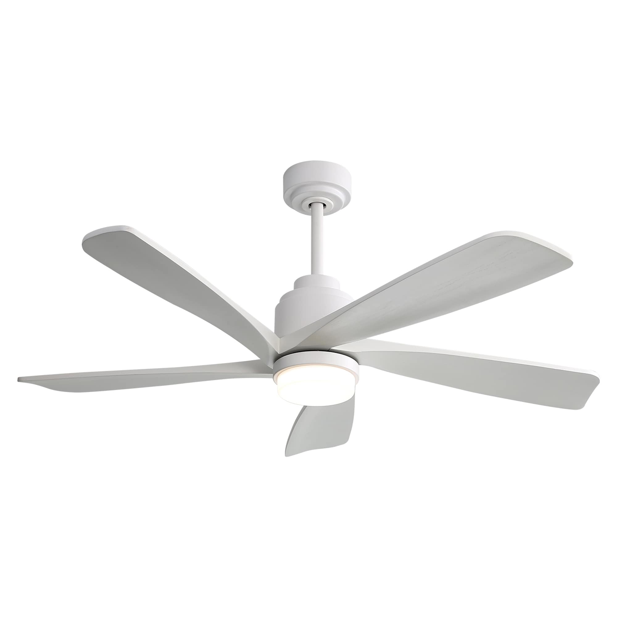 Bybafun YD1300027 52-in Color-Changing Integrated LED Outdoor Smart White with Wood Blades Ceiling Fan With Light and Remote ( 5 -Blade )