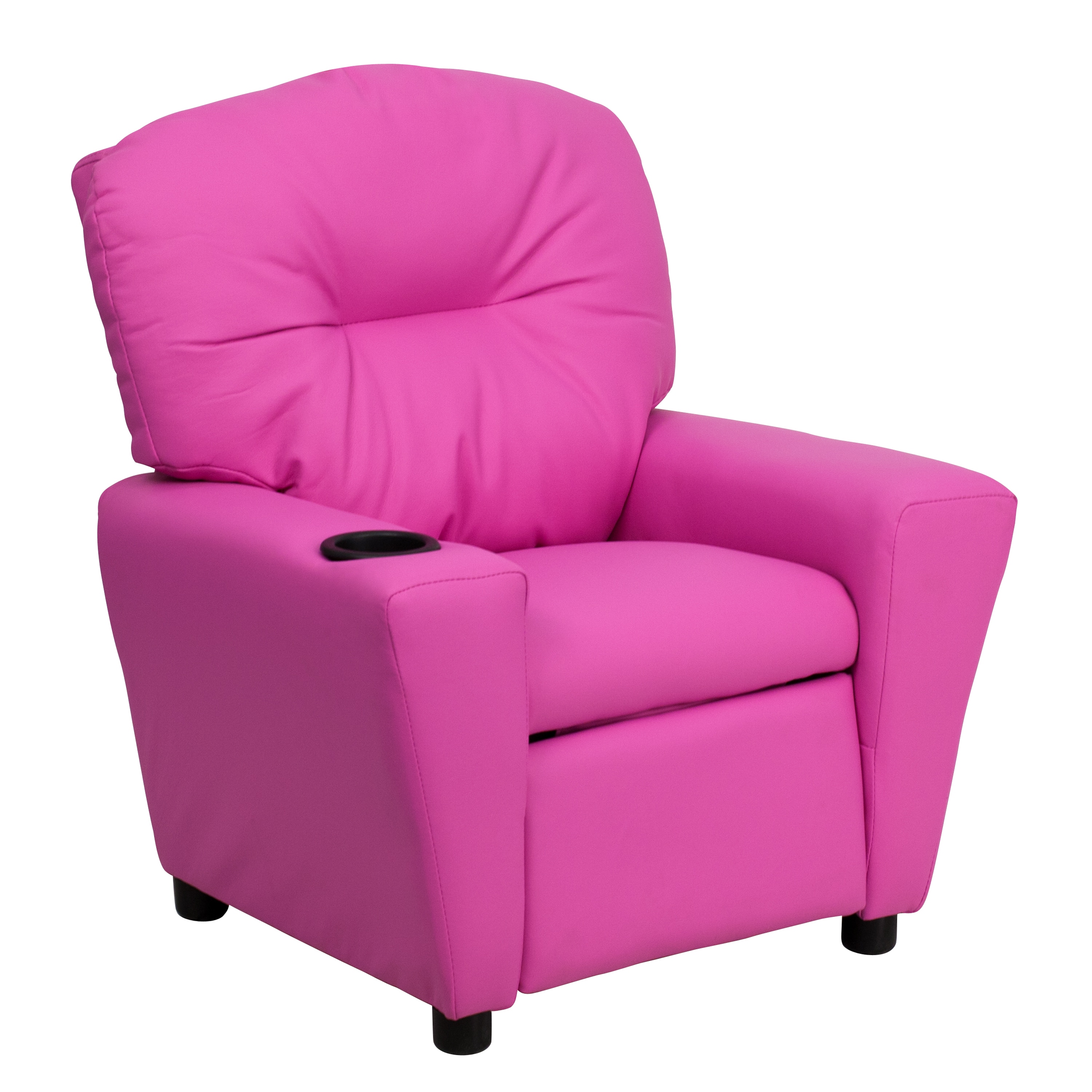 Emma + Oliver - Hot Pink Vinyl Kids Recliner with Cup Holder