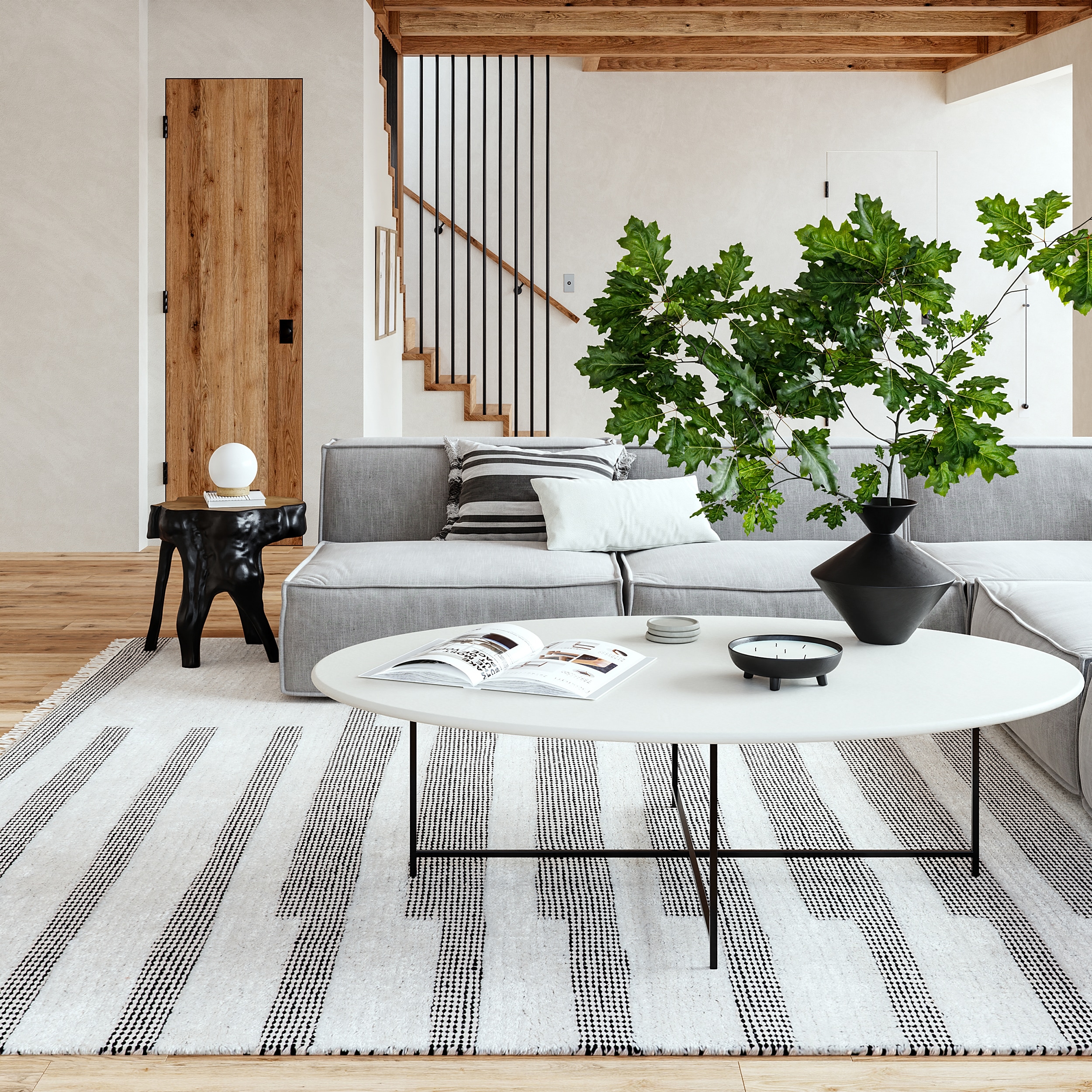 nuLOOM 200SVED02A-508 Hyperion Tasseled Cotton and Wool 5ft. x 8ft. Ivory Area Rug