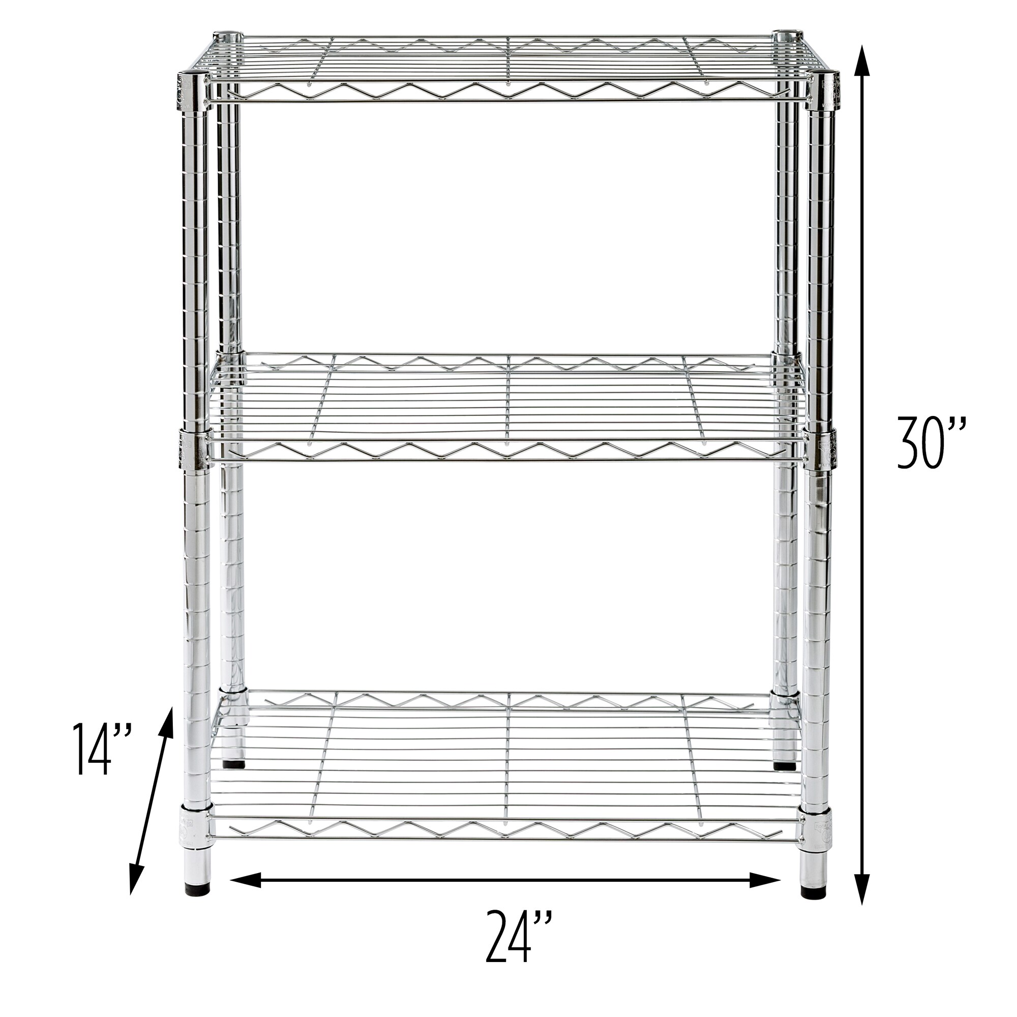 Chrome 3-Tier Heavy-Duty Adjustable Steel Trolley, 24x14x30"