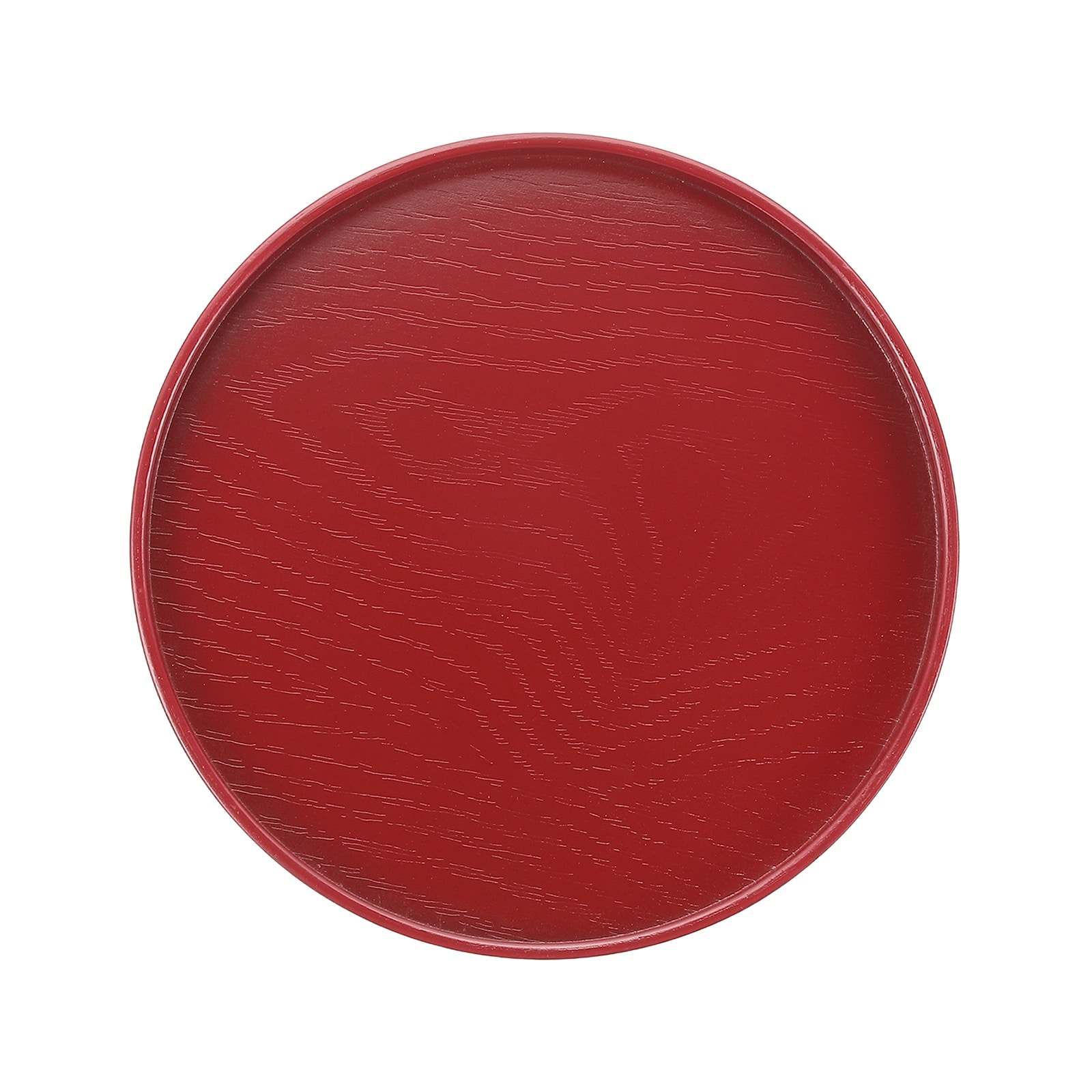 Unique Bargains Wooden Serving Tray Round Wood Serving Tray Decorative Platter 8.3 Inch Fit for Home Decor Kitchen Coffee Table Candle Holder (Red) #S26031800UX1159