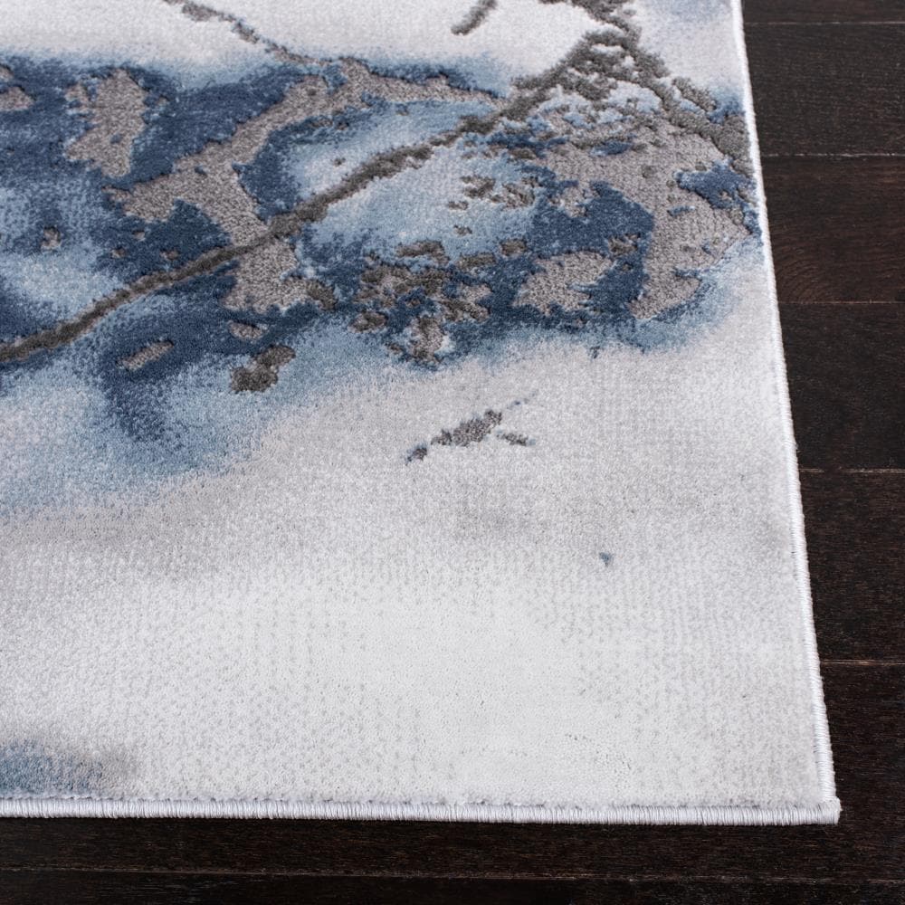 Abstract Swirls Easy-Care Synthetic Area Rug, 6'7" x 9', Grey/Blue