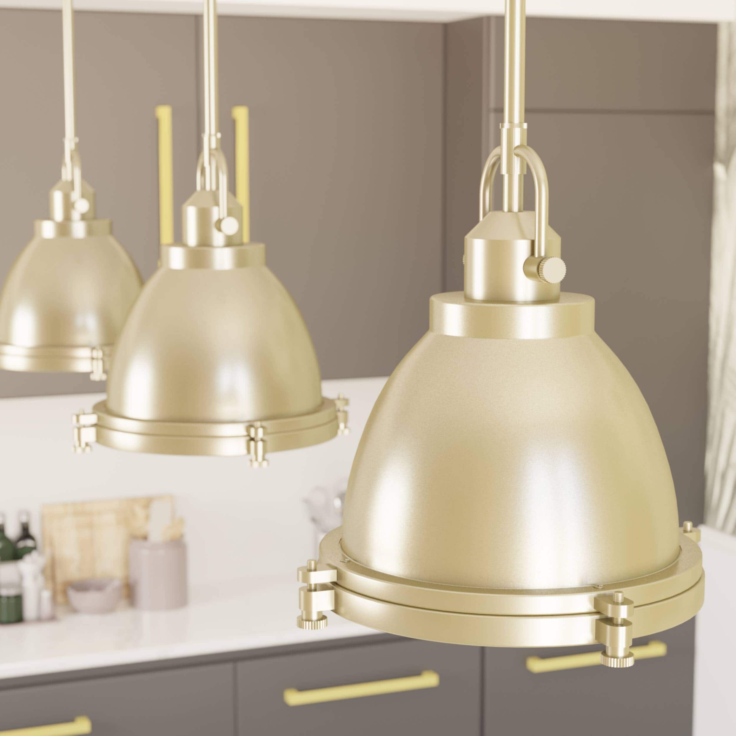 Modern Brass and Clear Glass Dome Pendant Light