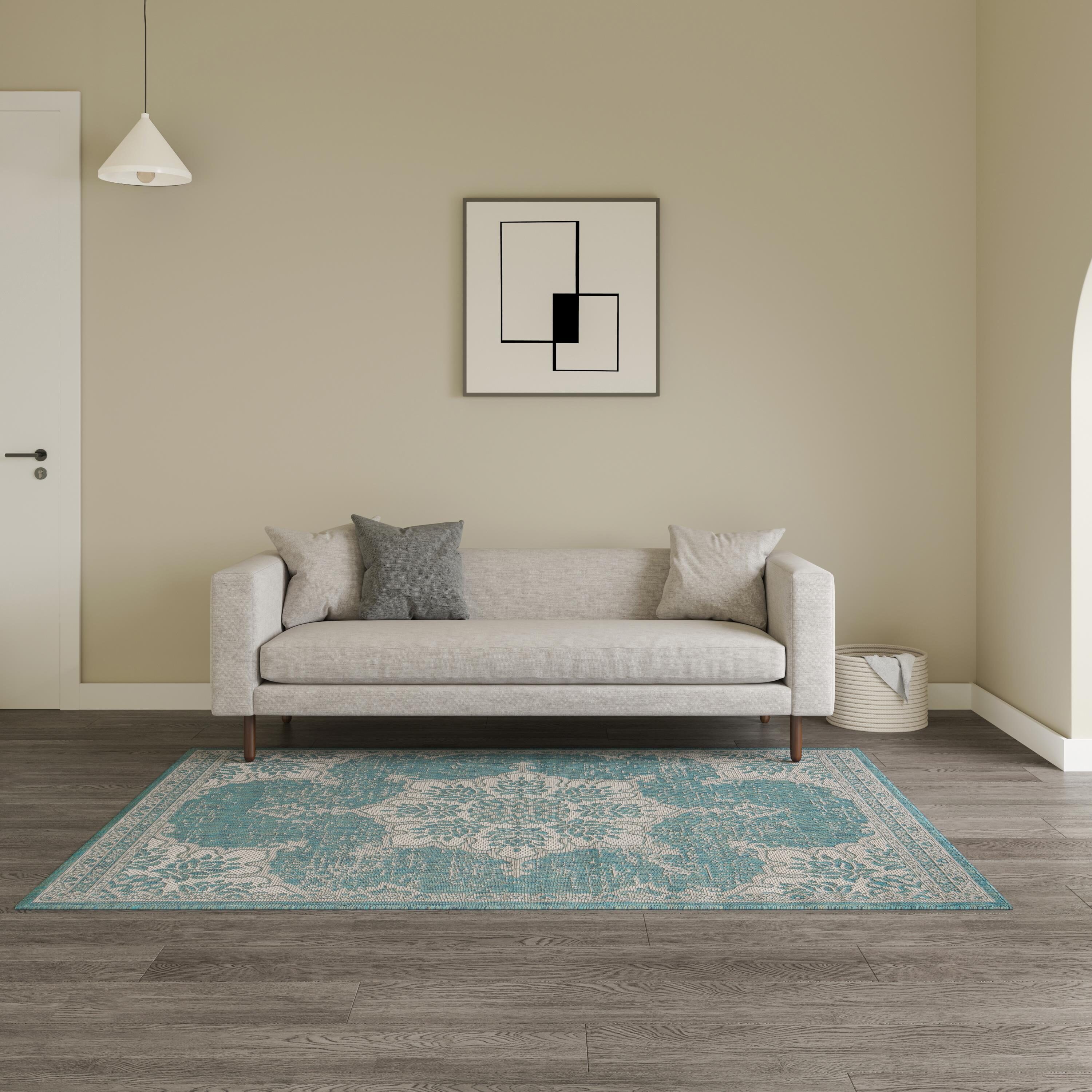MH LONDON MH-RG-2024 OC Indoor/Outdoor Rugs 5 x 8 (ft) Tufted Polypropylene Ocean Rectangular Indoor/Outdoor Geometric Area rug