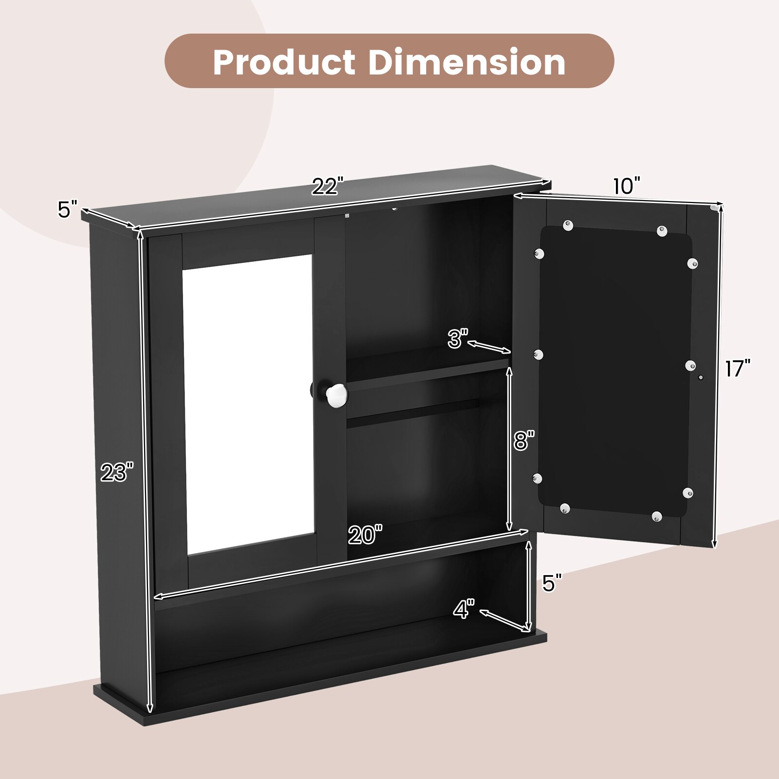 WELLFOR UTG10611BK Bathroom-Medicine-Cabinets - View #7