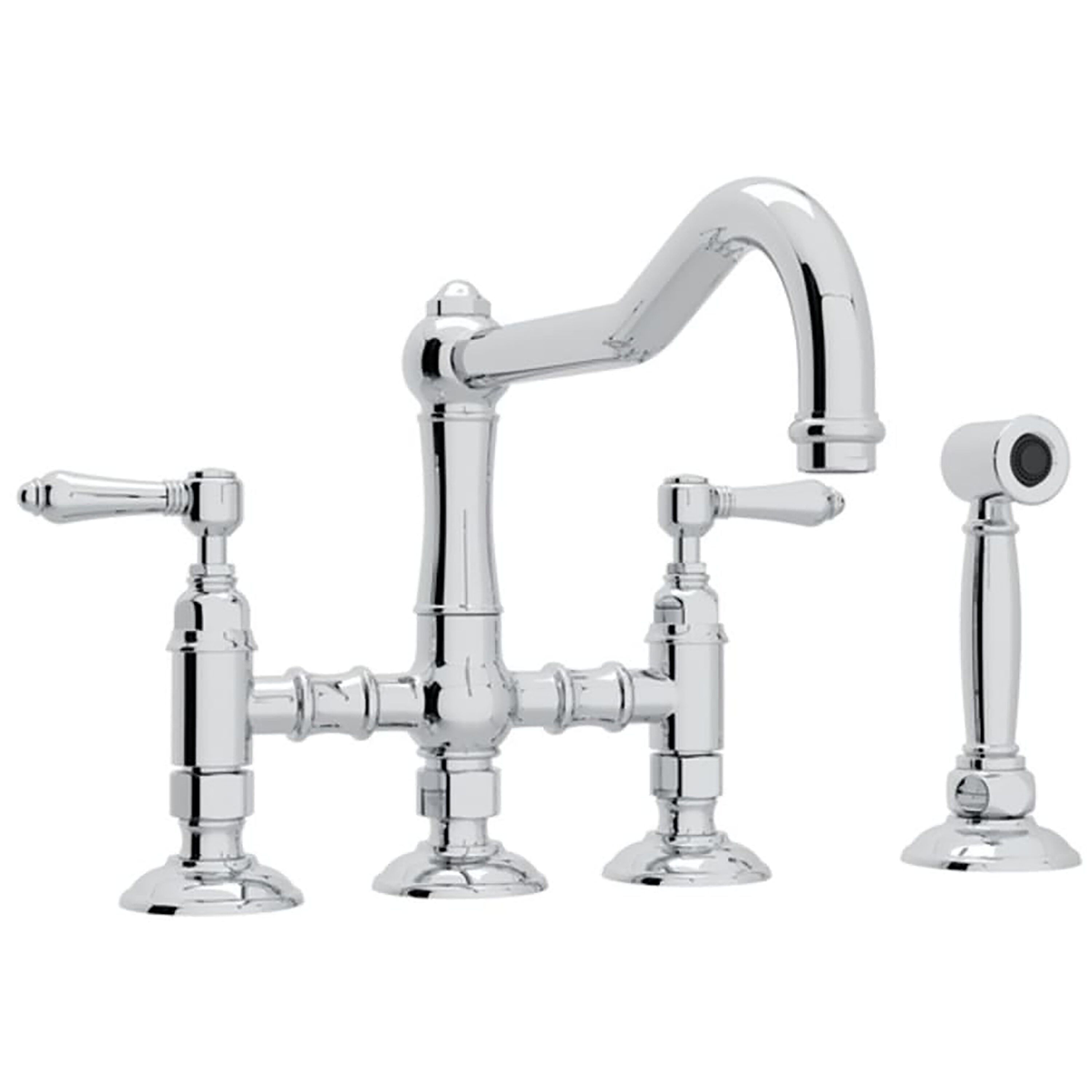Elegant Italian 9" Polished Chrome Kitchen Faucet with Sidespray
