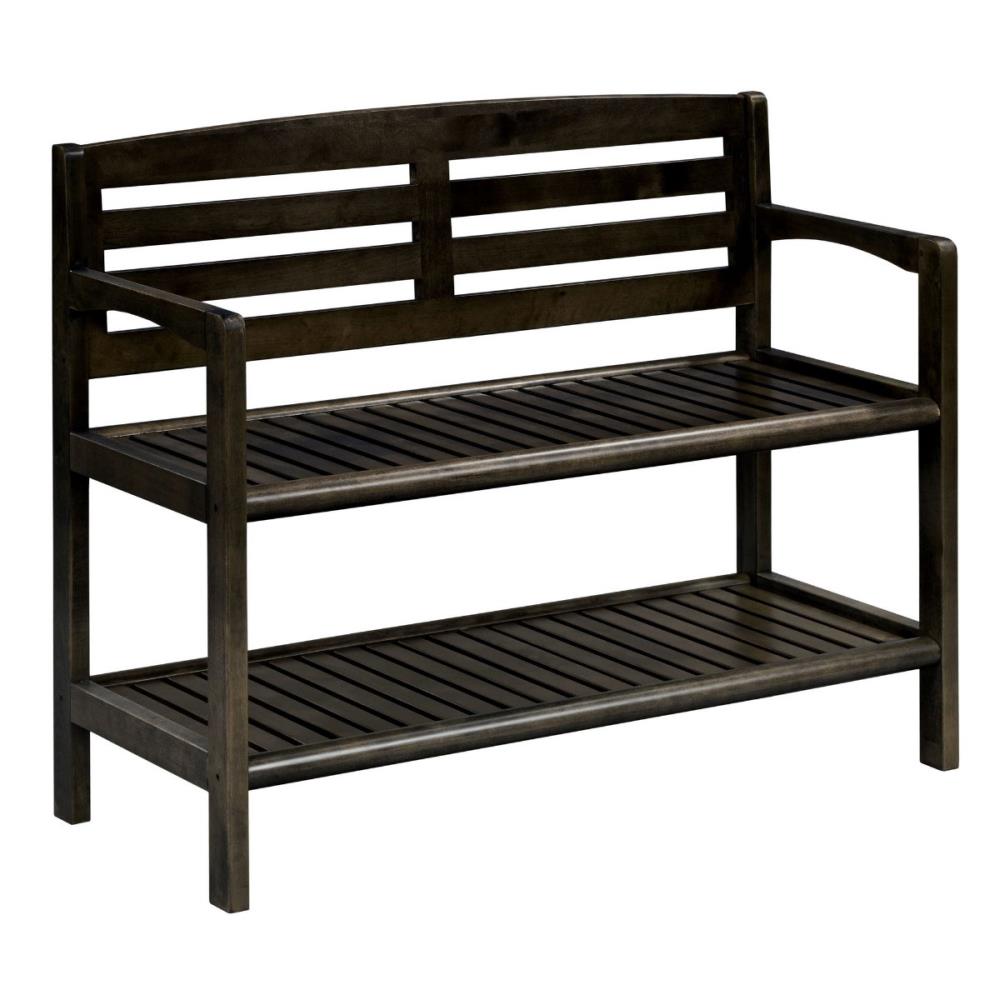 HomeRoots 4000380023 Industrial Espresso Accent Bench with Storage 38-in x 16-in x 30.5-in