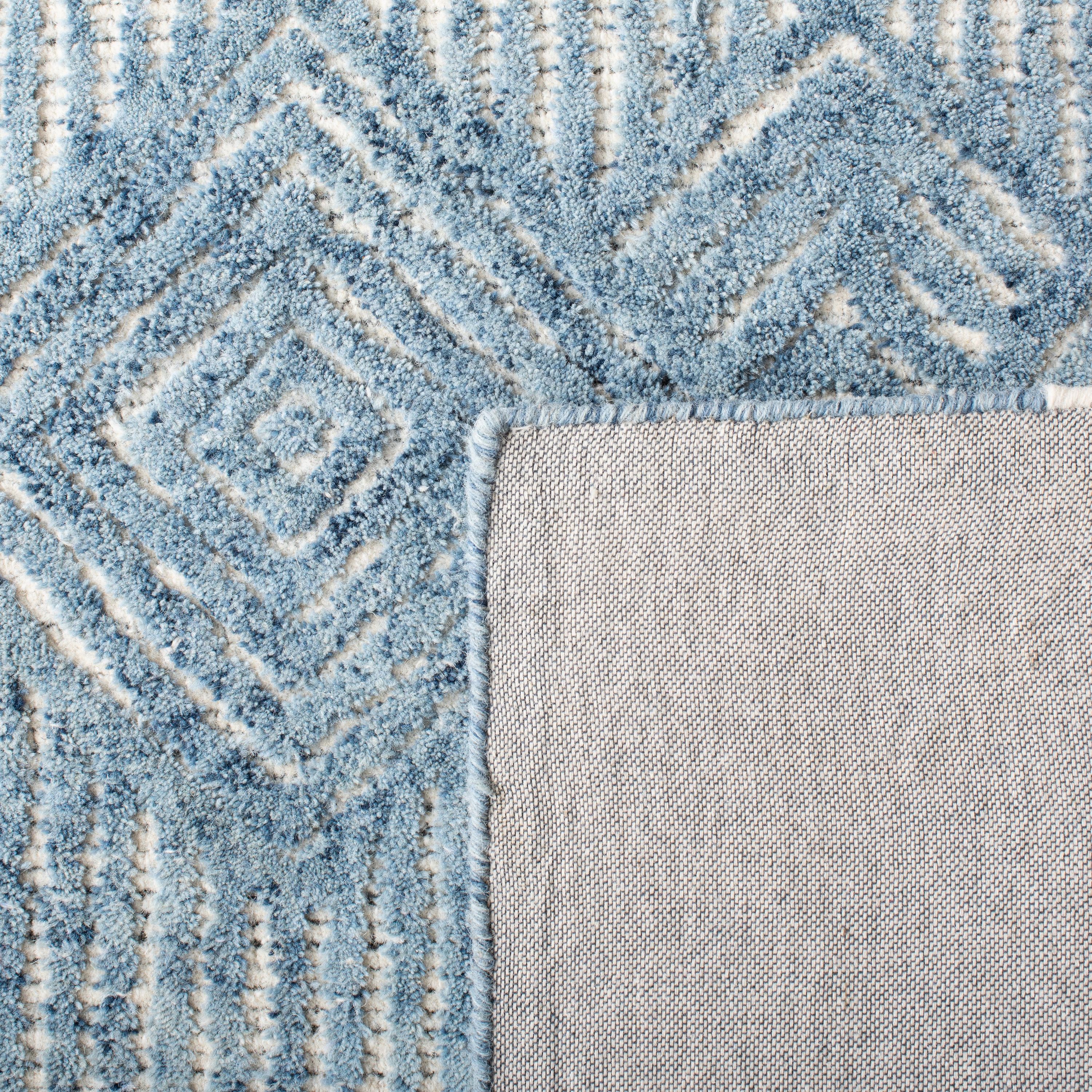 Hand-Tufted Square Wool Rug in Blue and Ivory - 6'x6'