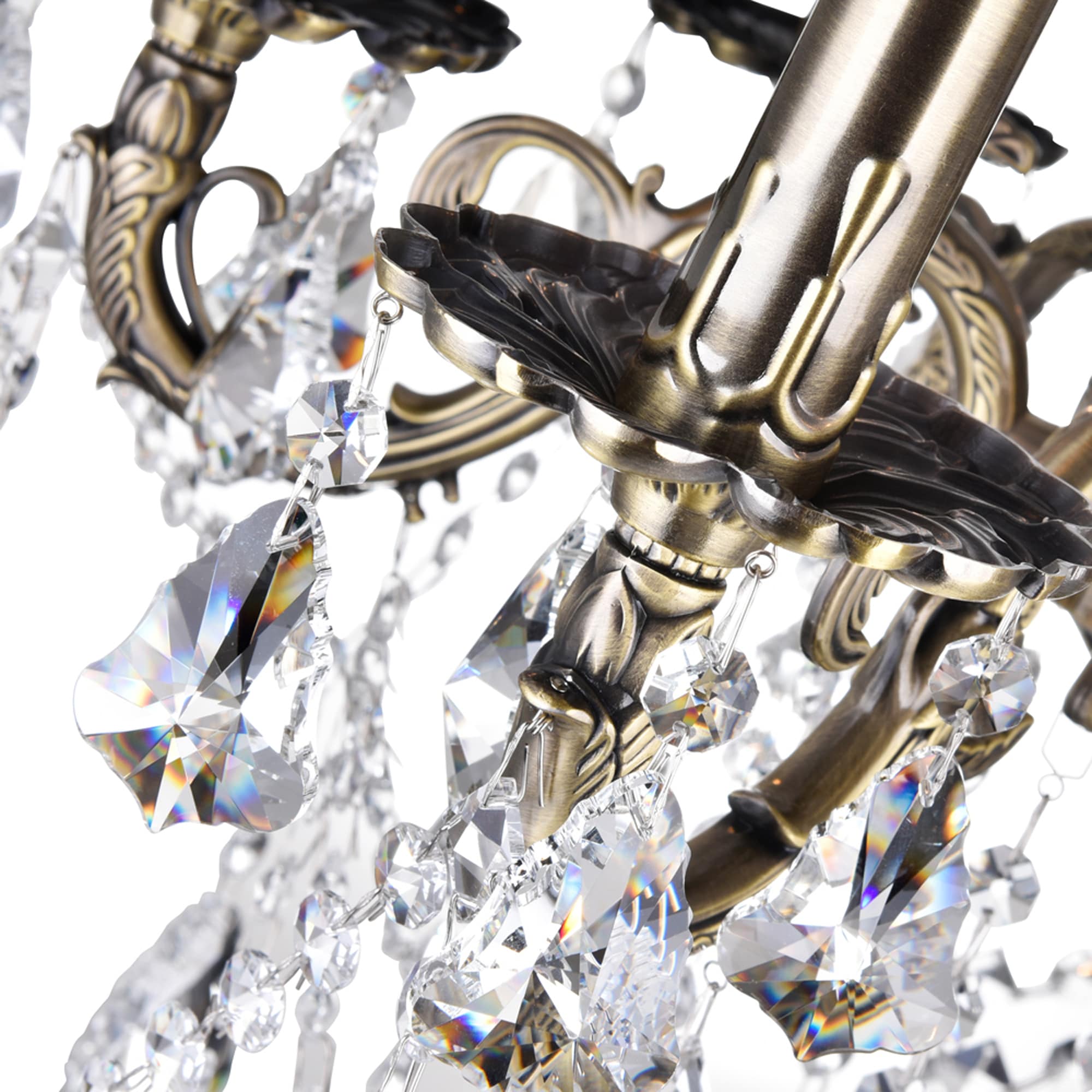 Antique Brass and Crystal 6-Light Mini Chandelier