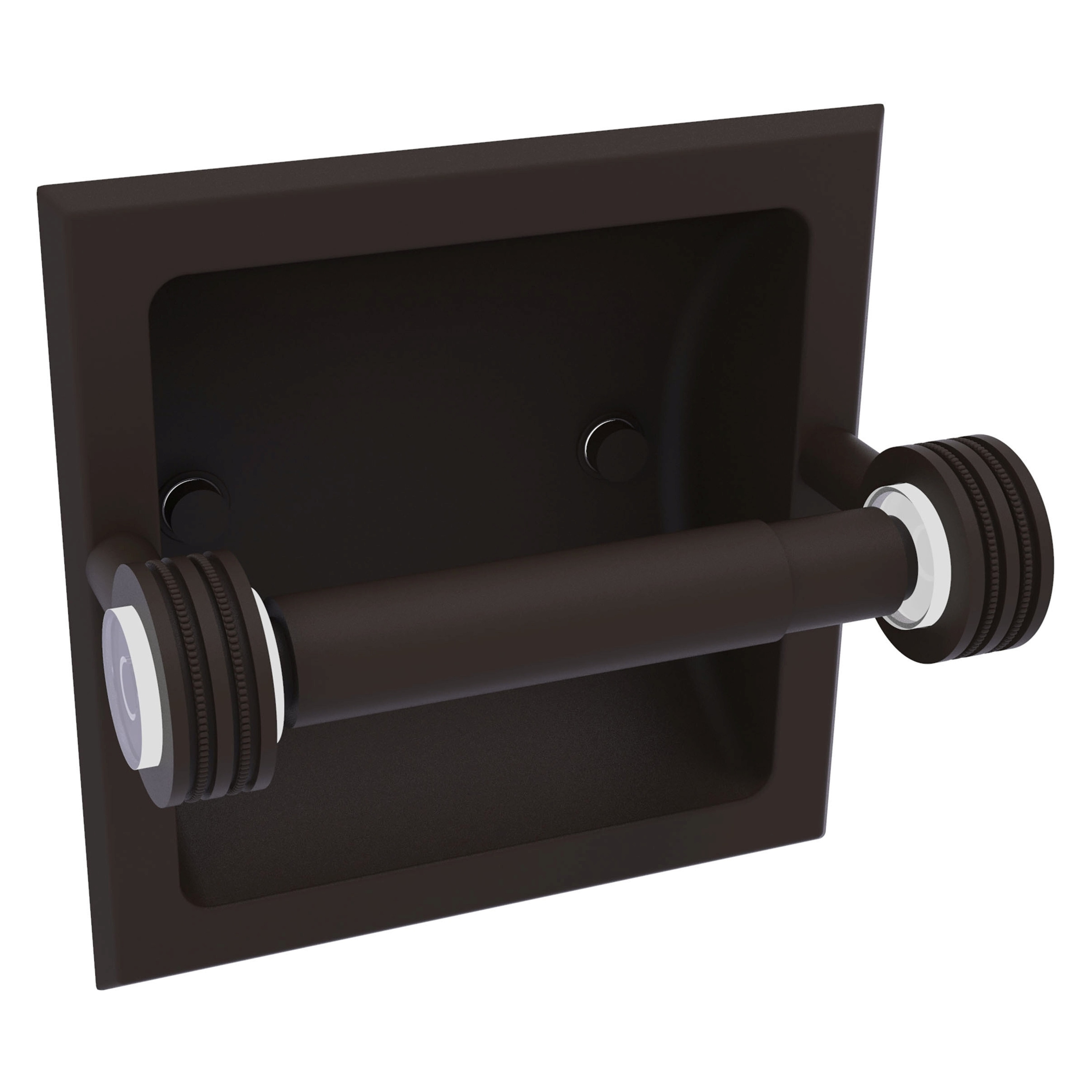 Allied Brass CV-24CD-ORB Clearview Oil-rubbed Bronze Recessed Double post Toilet Paper Holder 1 -Rolls with Storage