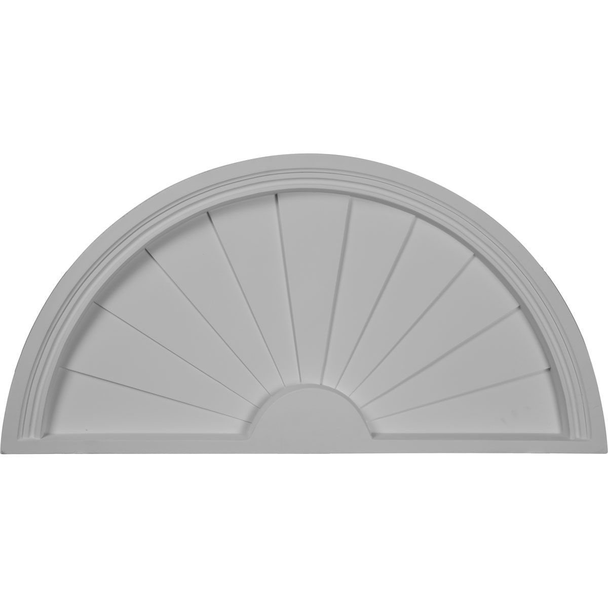 Ekena Millwork PED31X16X01SB Half Round Sunburst 31-3/4-in x 16-in Primed Polyurethane Pediment Entry Door Casing Accent