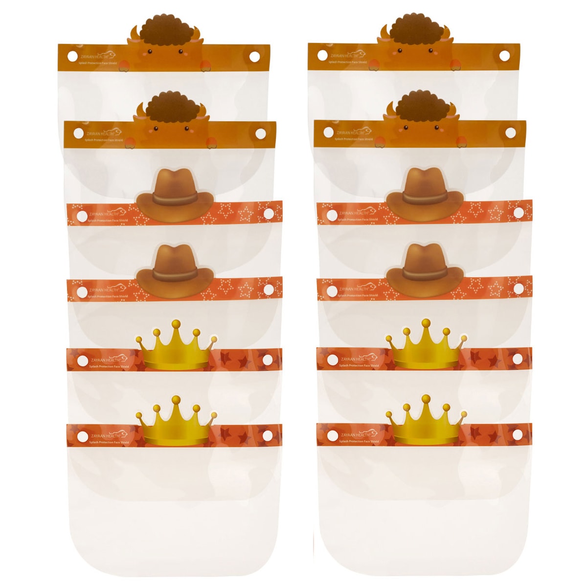 BISON LIFE BLZH-ES-KDFS-AS-12 12-Pack, Kids Reusable Clear Face shield