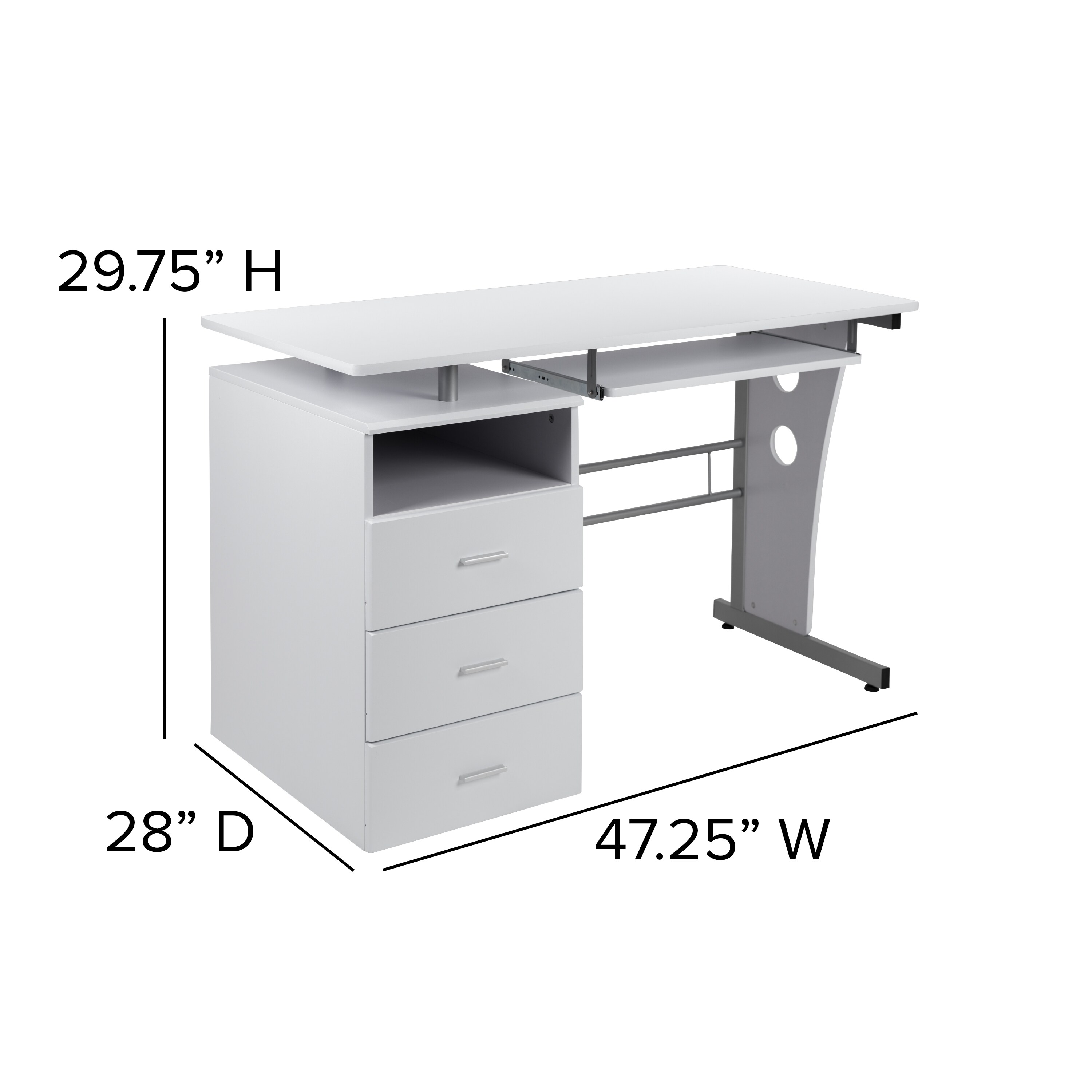 Flash Furniture 47.25-in White Modern/Contemporary Computer Desk in the ...