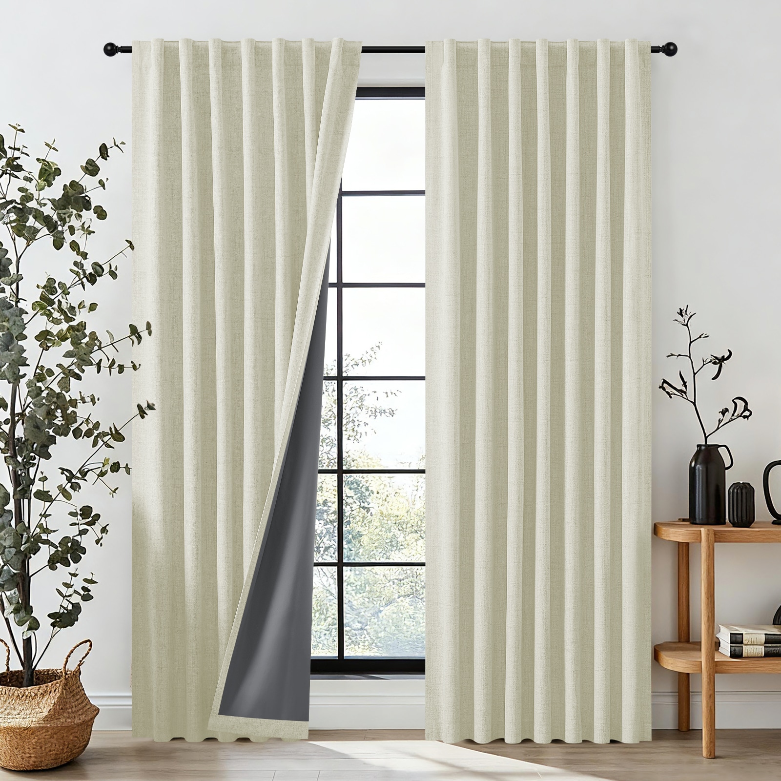 JOYDECO Blackout Back Tab/Pinch Pleat/Rod Pocket Curtain Panel Pair