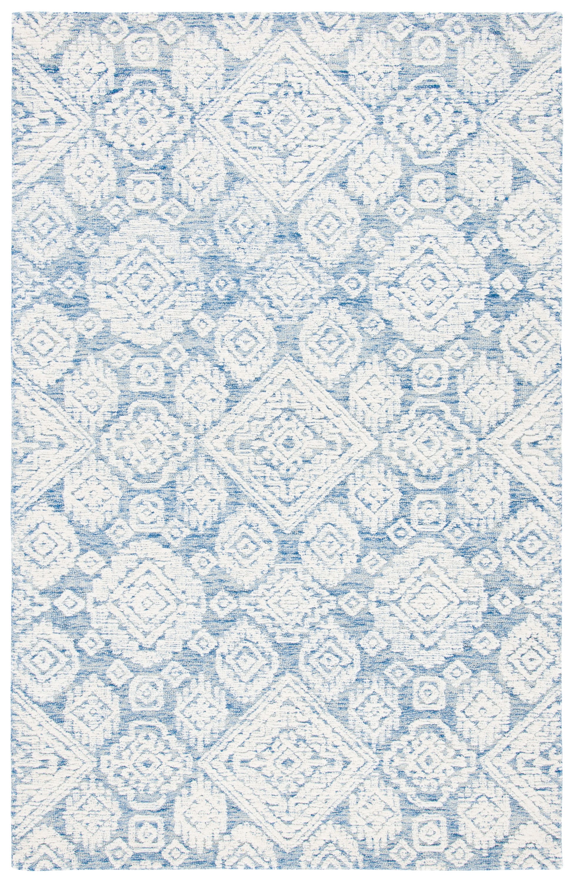Safavieh MET987M-5 Metro Gien 5 x 8 (ft) Tufted Wool Blue/Ivory Rectangular Indoor Abstract Bohemian/Eclectic Area rug