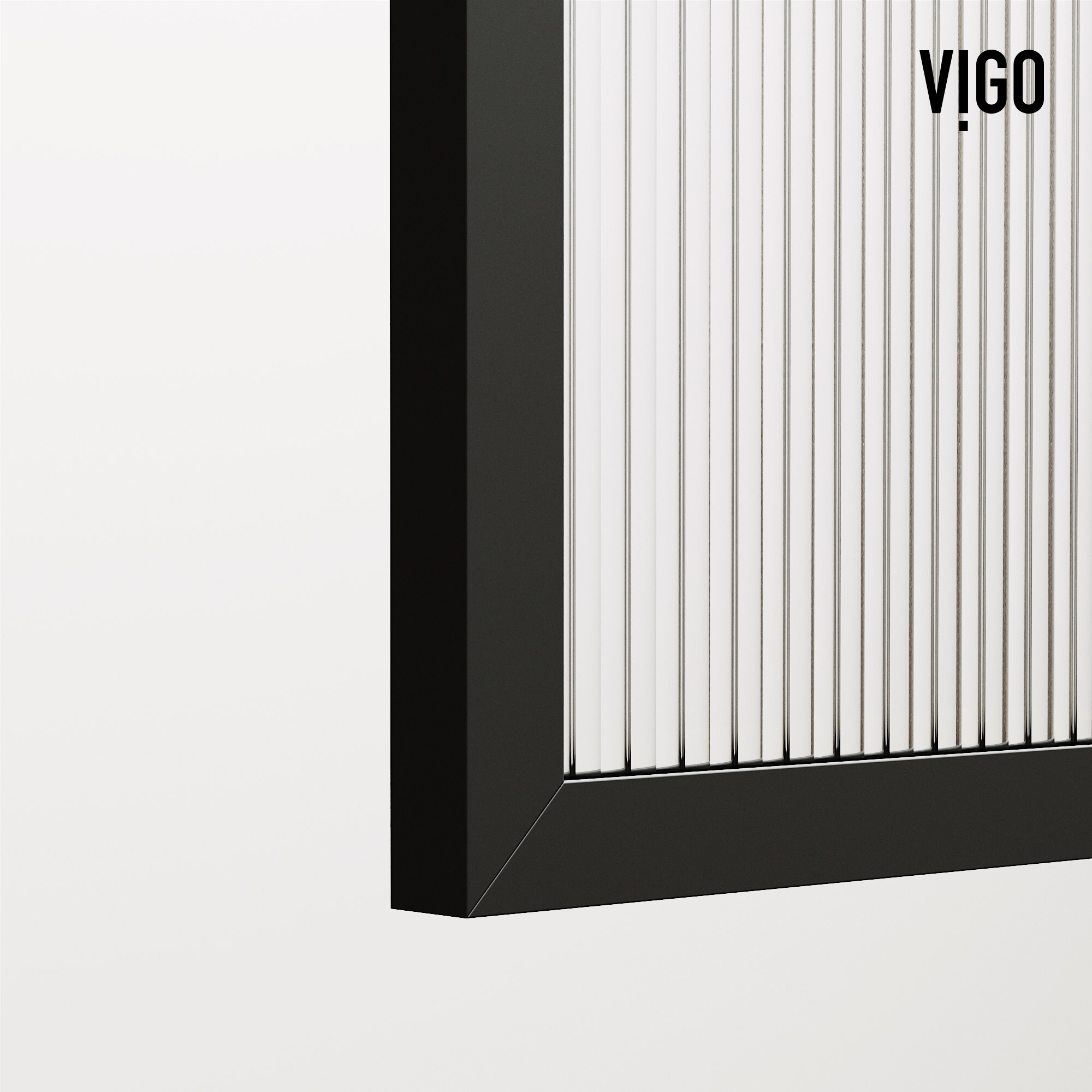 Arden 34" Matte Black Fluted Glass Shower Screen