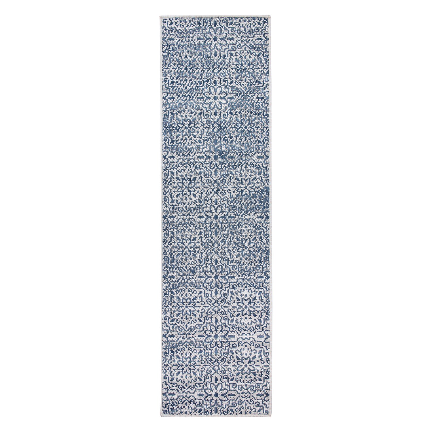 World Rug Gallery 4026BLUE2X7 2 x 7 (ft) Loomed Synthetic Blue Rectangular Indoor/Outdoor Floral/Botanical Runner rug