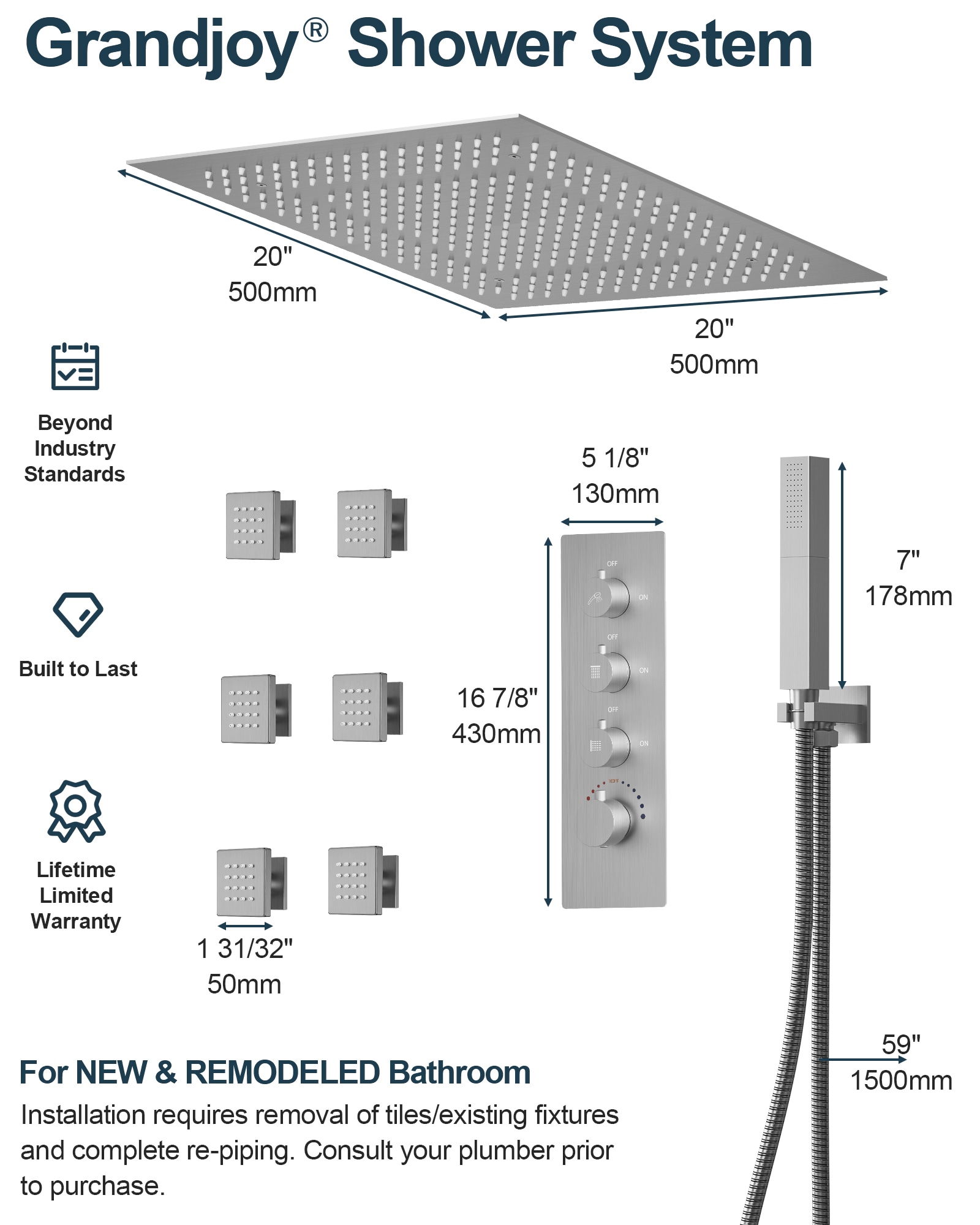 GRANDJOY SGF10GJ-28-BN20 Tub-Shower-Faucets - View #11