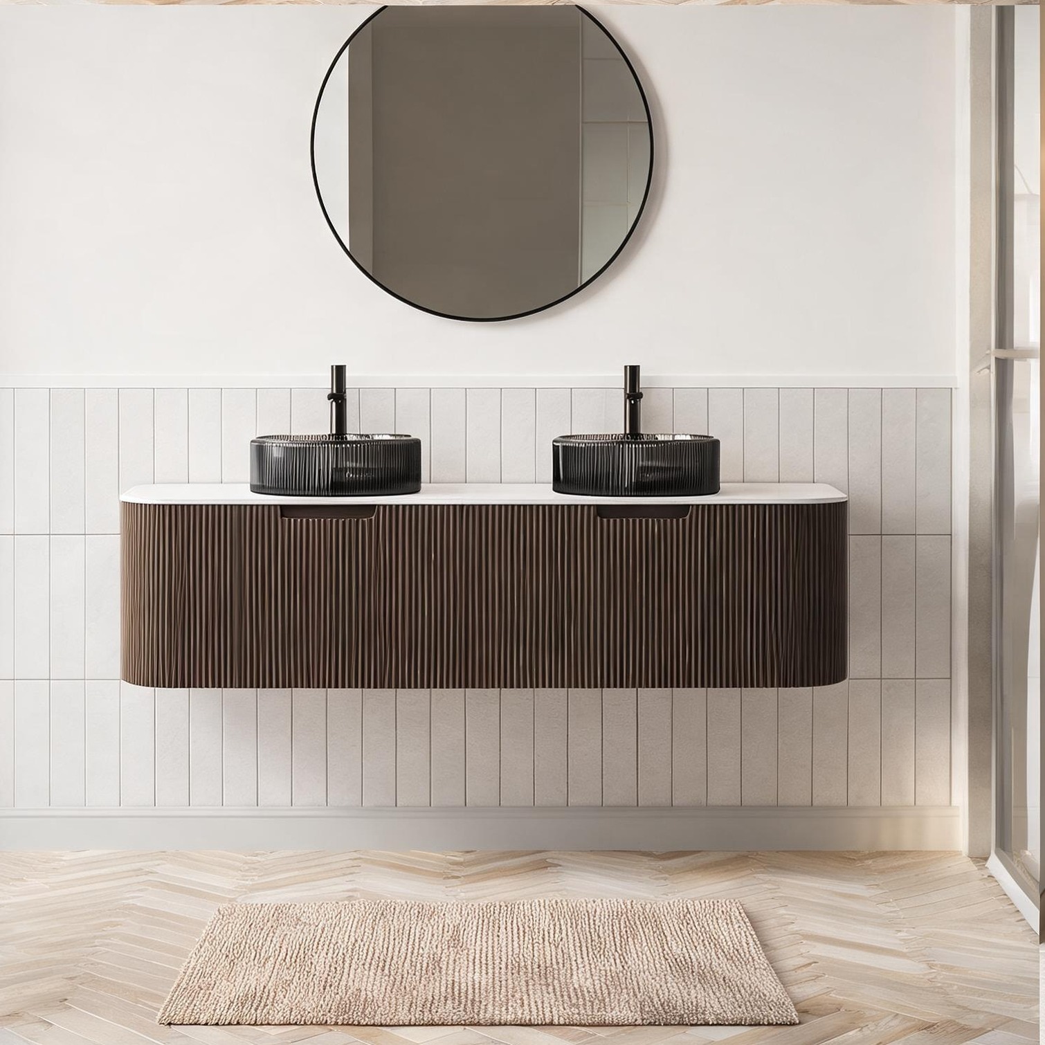 chillscreamni Black and Carrara White Cabinet with Storage Drawers and Solid Wood Detail Water-Resistant Design